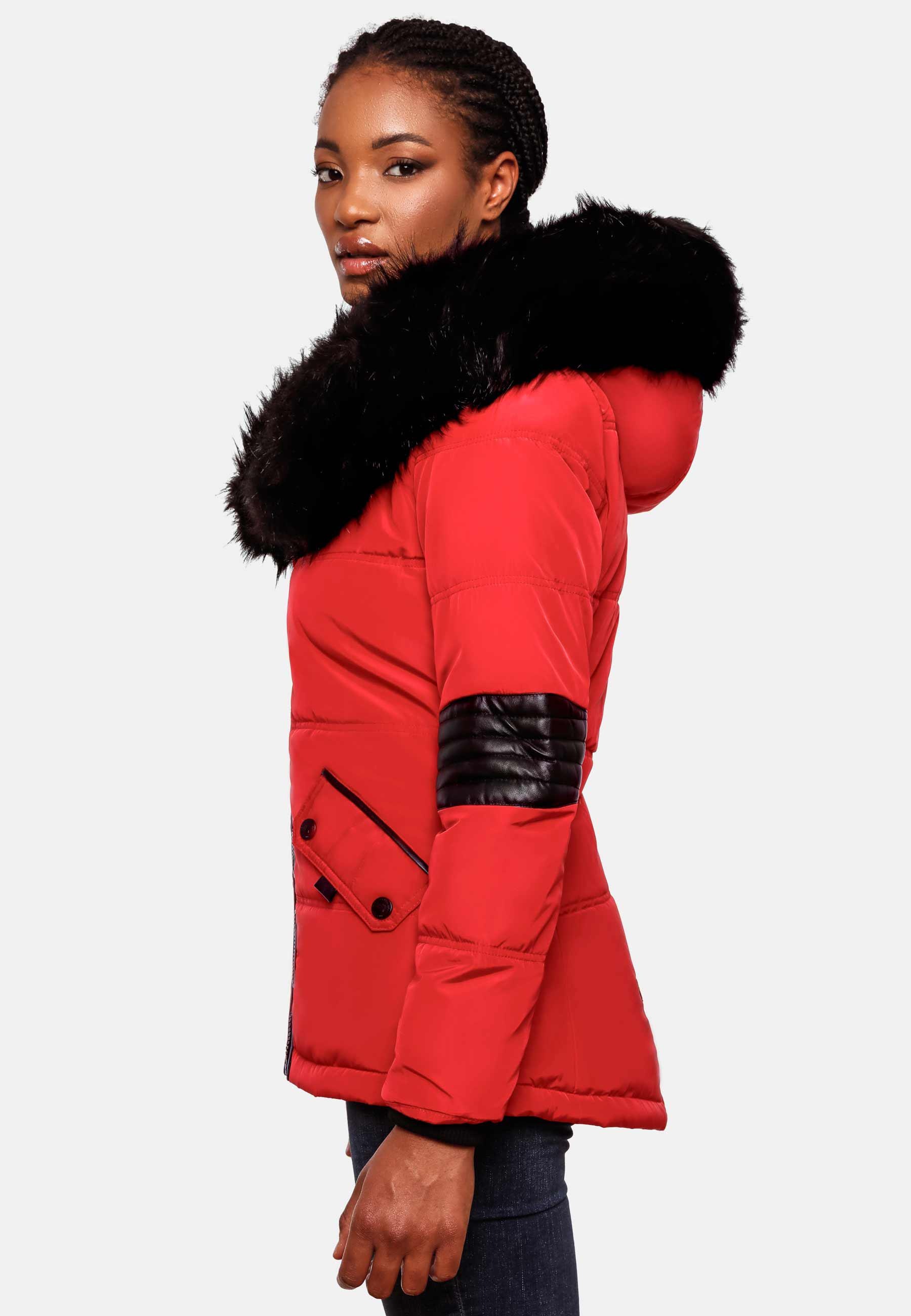 Navahoo Winterjacke »Winterjacke Nirvana«, mit Kapuze, edle Steppjacke m. schwarzem Kunstpelzkragen