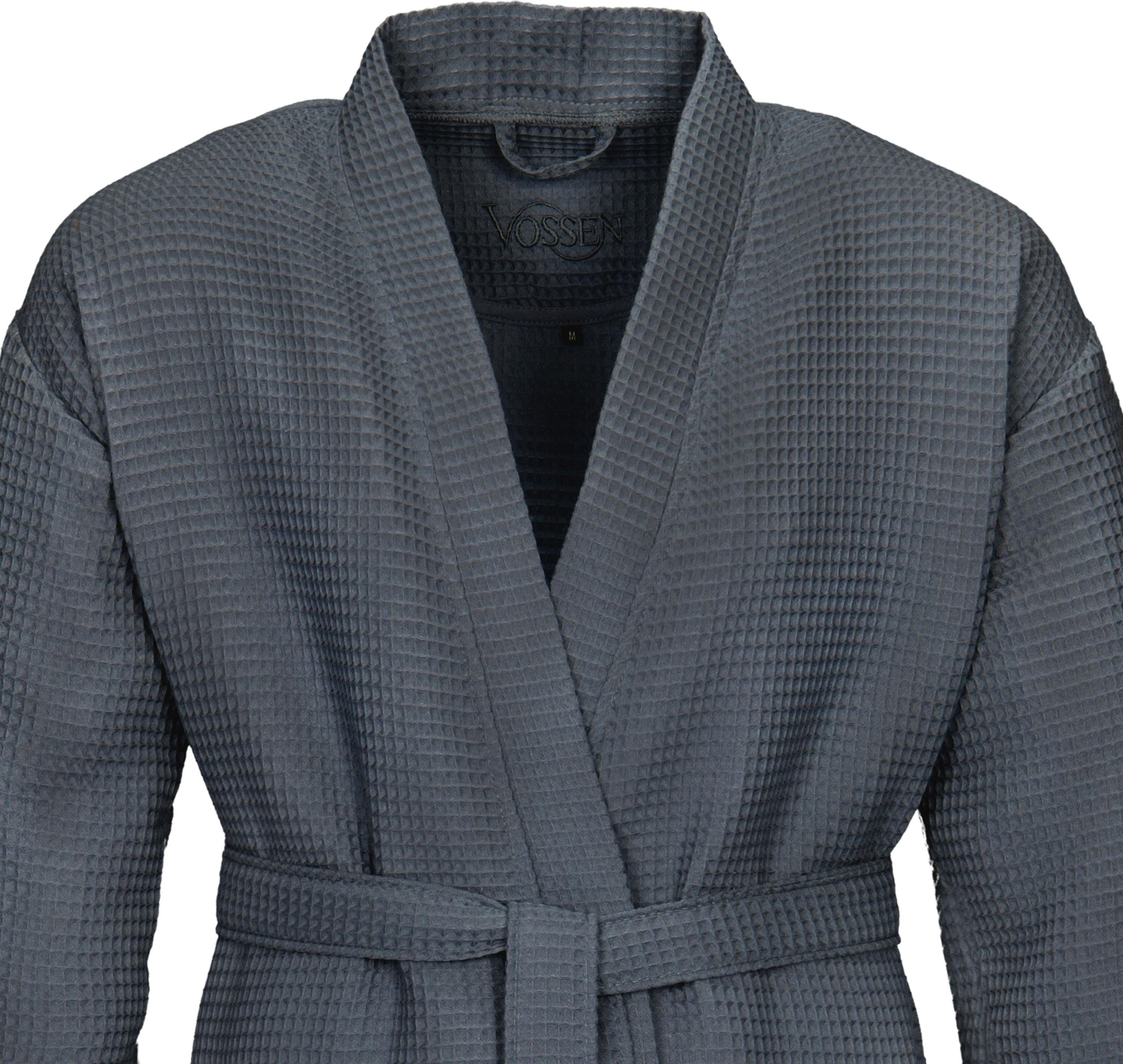 Vossen Unisex-Bademantel »Rom, ideal für Sauna & Spa, Hotelbademantel, Morgenmantel«, (1 St.), für Damen & Herren, Waffelpiqué-Struktur, in leichter Qualität