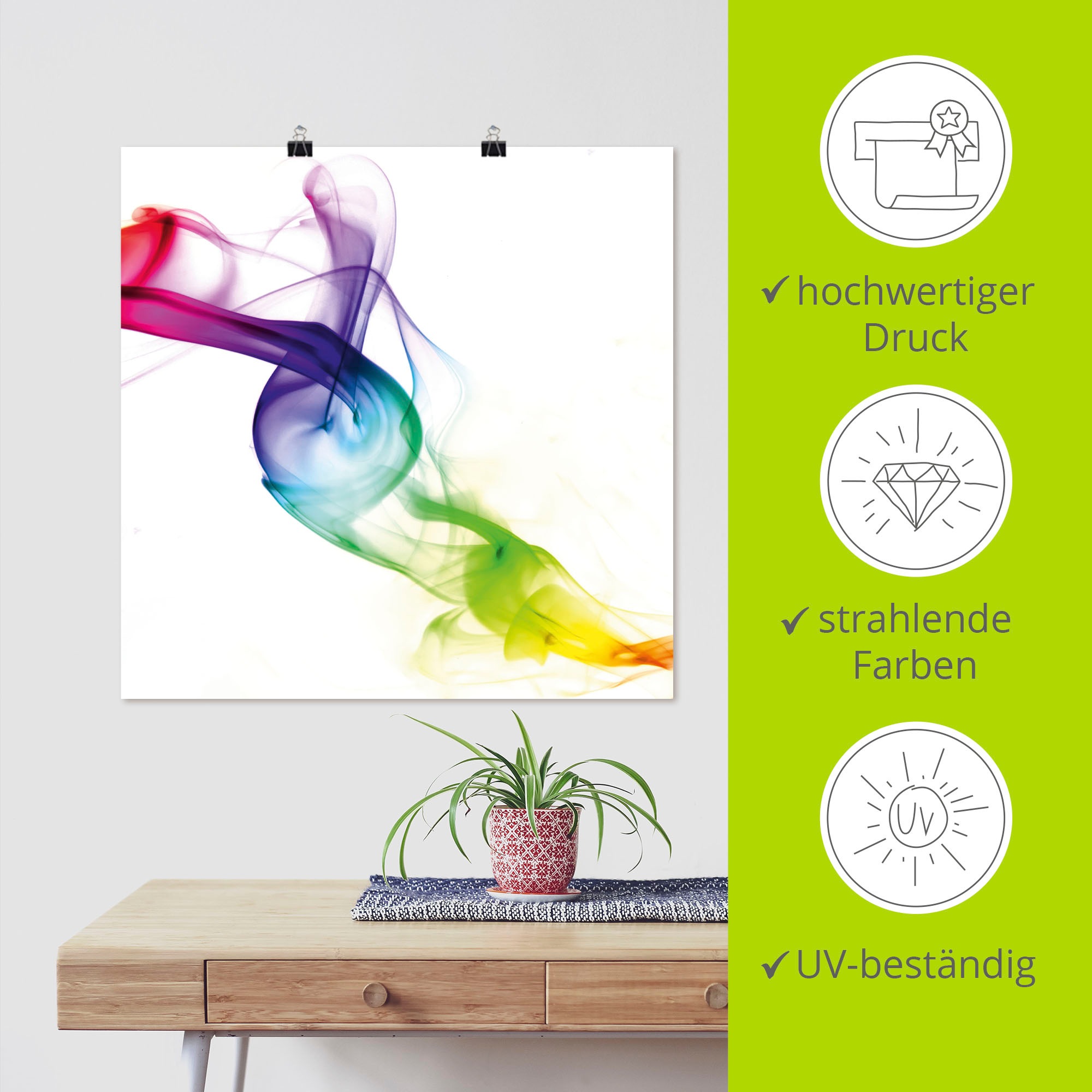 Artland Wandbild »Rauch - Abstrakt«, Gegenstandslos, (1 St.), als Leinwandbild, Poster in verschied. Größen