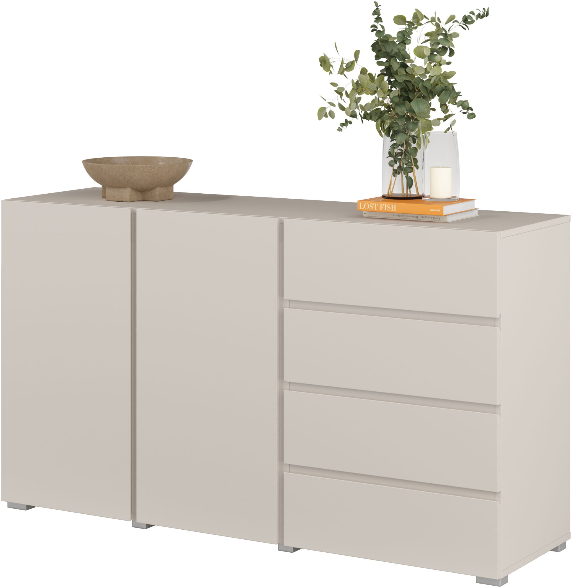 OTTO home Sideboard »Metric,Breite 138 cm, grifflose Kommode 2 Türen/4 Schubkästen« Schubladenschrank mit viel Stauraum, Einlegeböden verstellbar