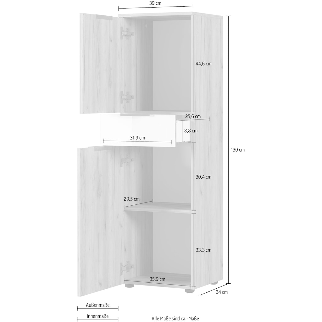 GERMANIA Midischrank »Avino«, Breite 39 cm, Glasfronten, Soft-Close-Funktion