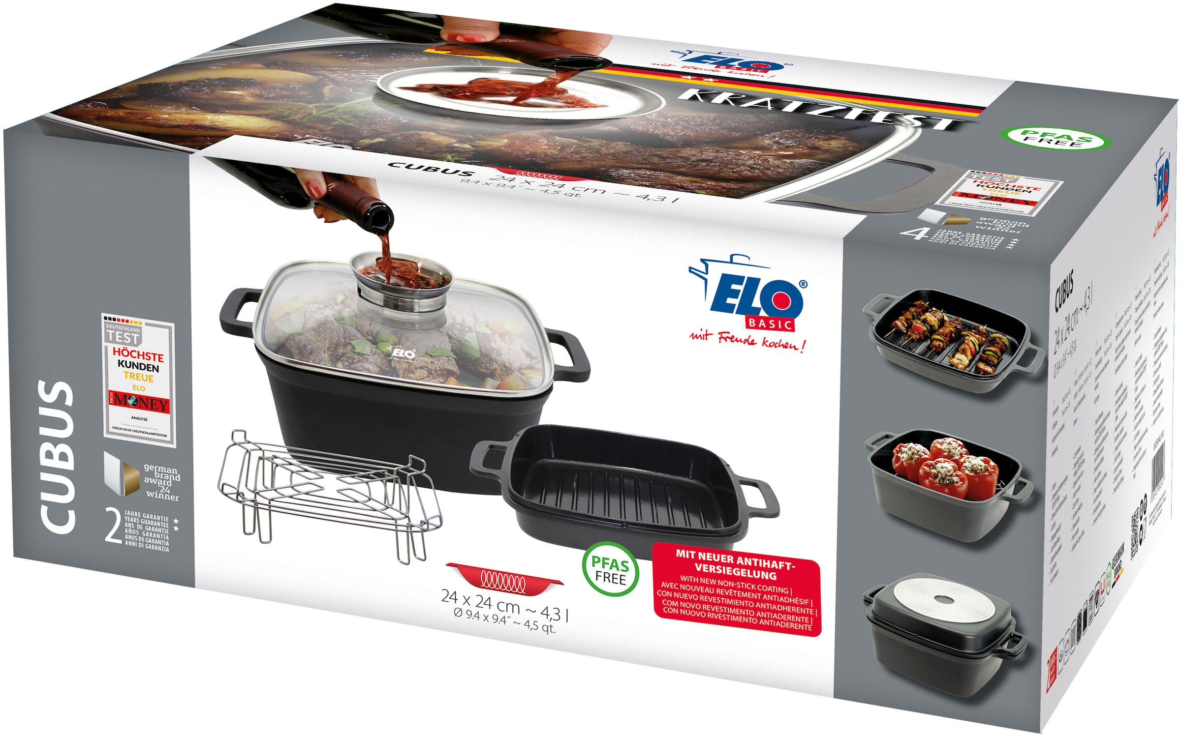 Elo Basic Bräter »Multifunktionstopf-Set Cubus« Set, 4 Stk. tlg. Aluminiumguss