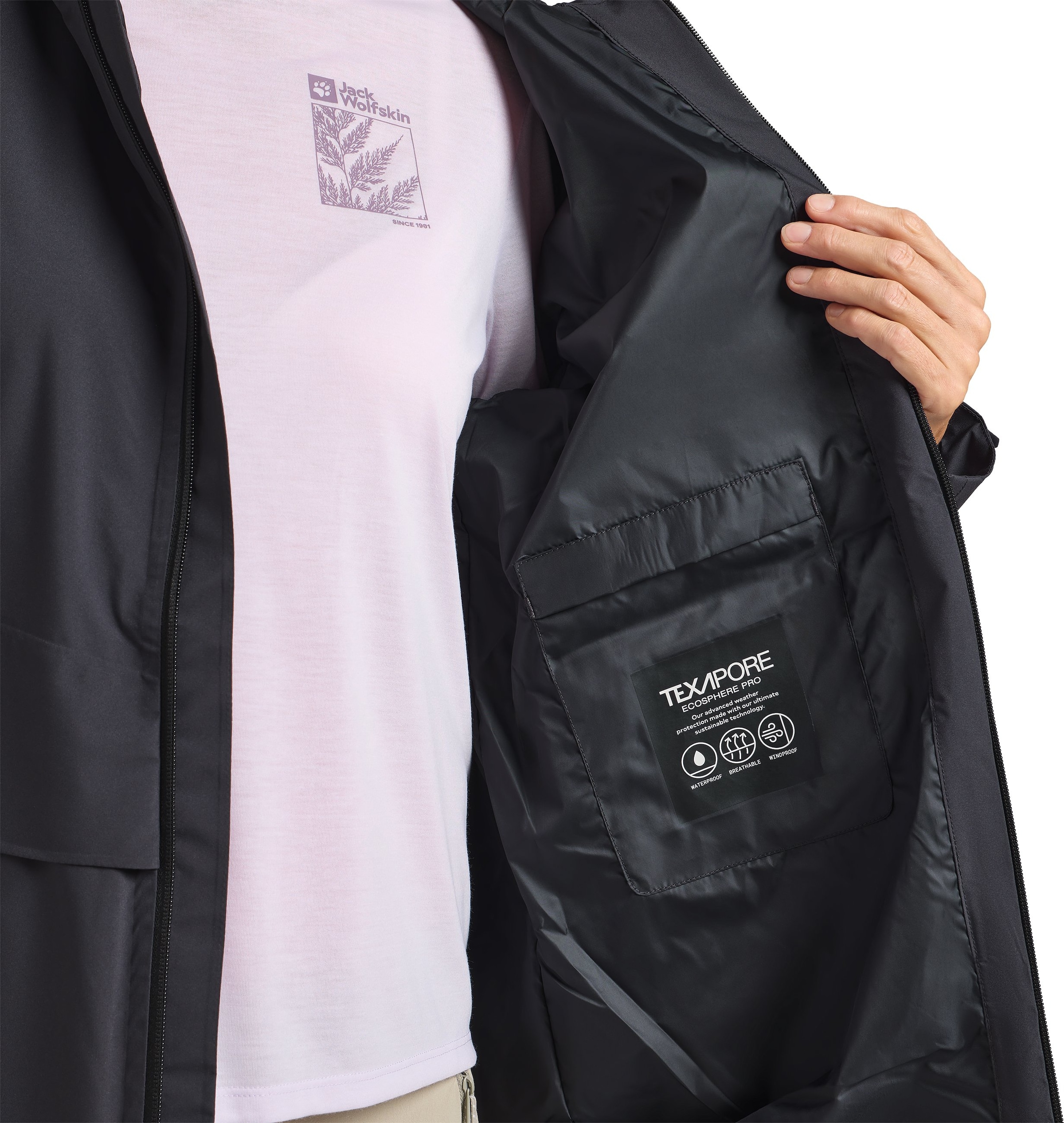 Jack Wolfskin Funktionsjacke »MAINKAI LONG JKT W«, mit Kapuze