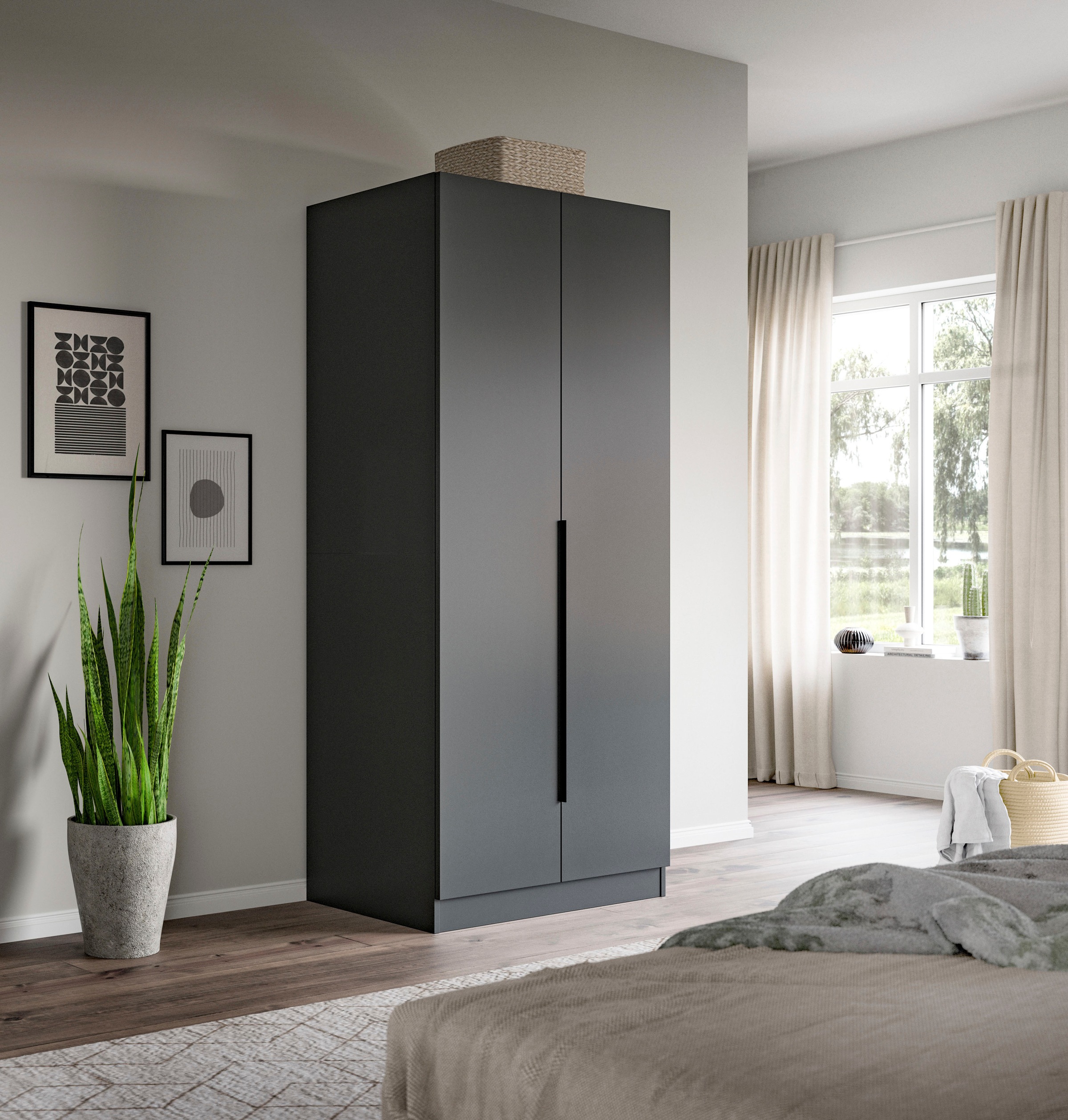 Home affaire Kleiderschrank "Skarde Schlafzimmerschrank, Garderobe, Schrank" Otto Bestseller Garderobe Schlafzimmerschrank, Breite: 80 cm, anthrazit, Kleiderstange
