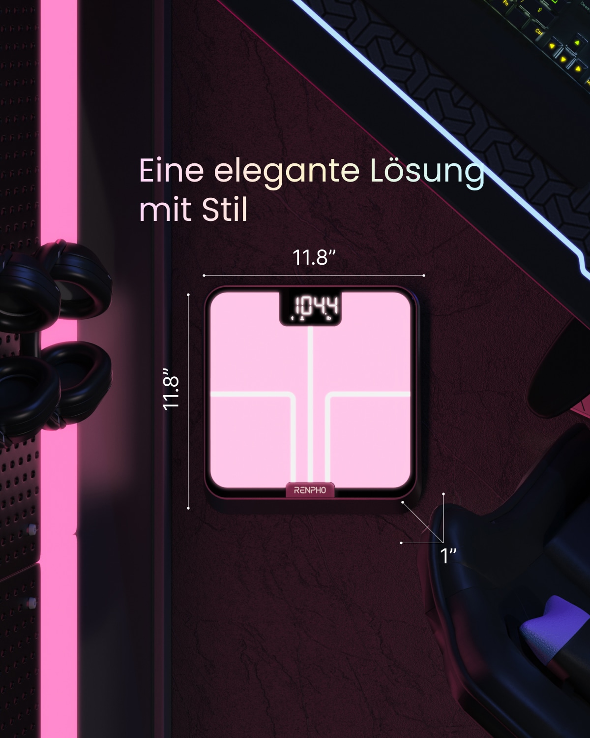 Renpho Personenwaage »Elis Chroma smarte Personenwaage« Lichteffekt der Waagenoberfläche nach Stimmung anpassbar