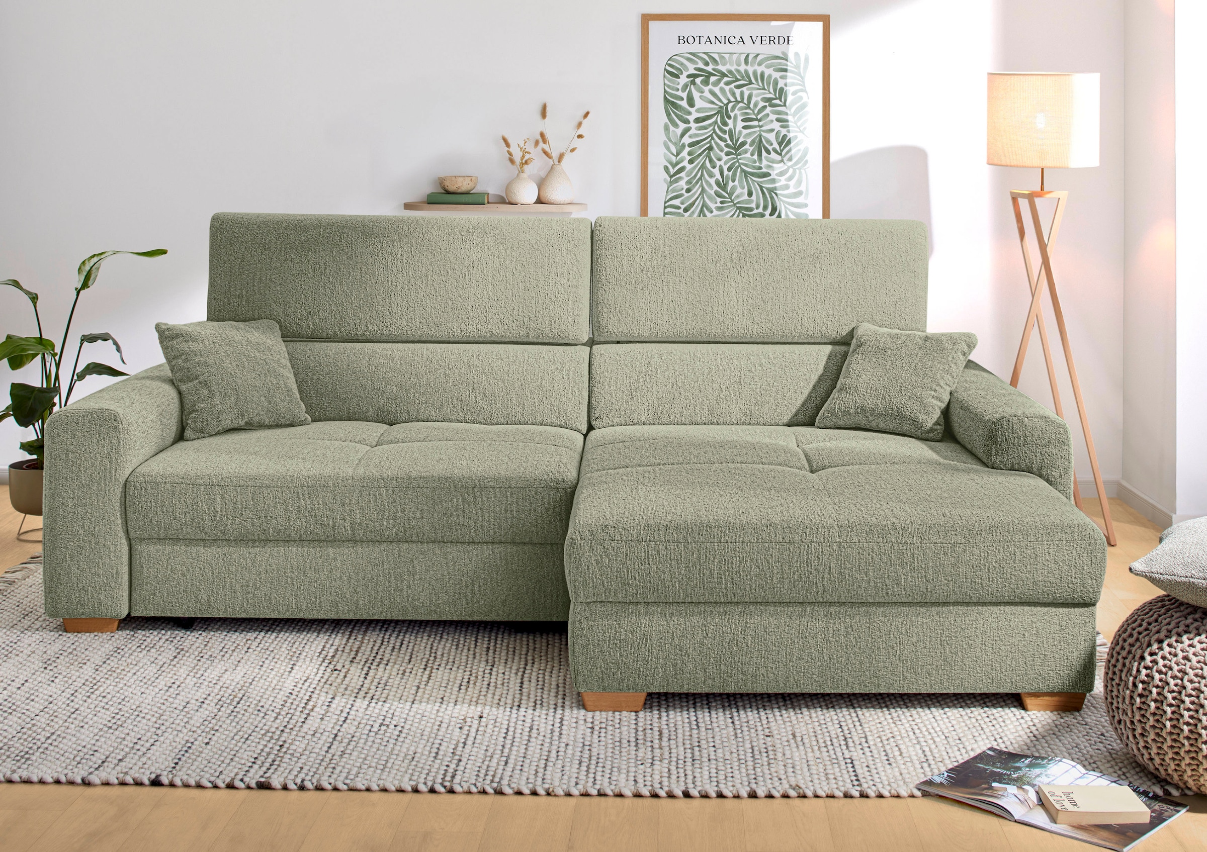 Jockenhöfer Gruppe Ecksofa »Slider L-Form, B: 277 cm Couch, 60cm elektrische Sitztiefenverstellung« 140kg Belastbarkeit, USB-Anschluss, Kopfteilverstellung & Zierkissen