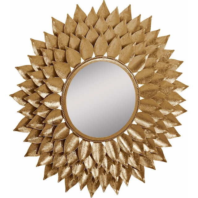 Leonique Dekospiegel »Sarai«, Wandspiegel, mit Blattgold-Finish, Sonne, Ø 73 ,5 cm, Rahmen aus Metall online kaufen | mit 3 Jahren XXL Garantie
