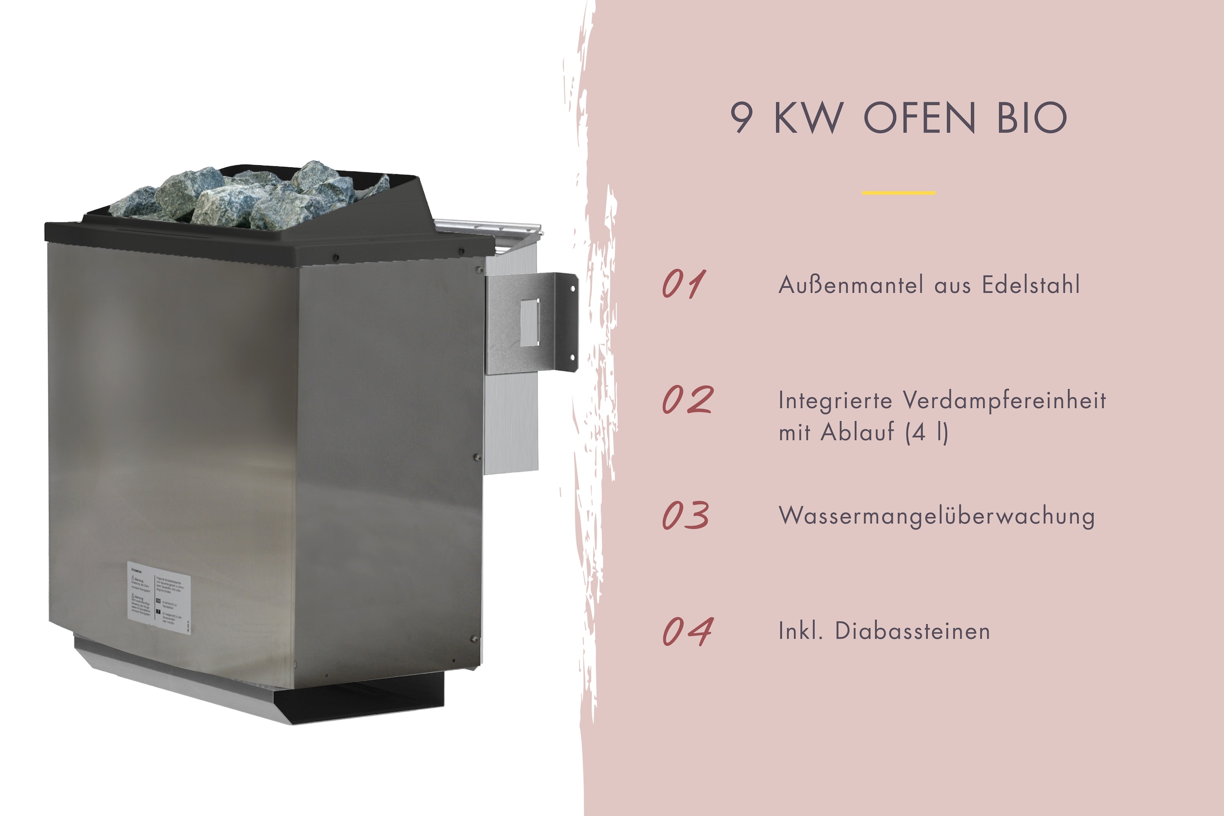Karibu Sauna »Mia (Fronteinstieg)« Ofen 9 kW Bio externe Strg easy