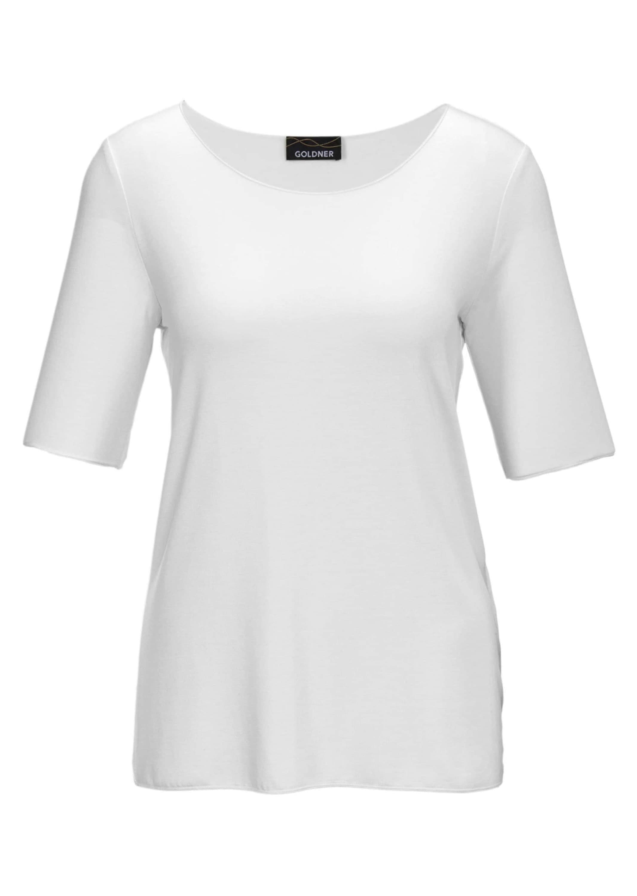 GOLDNER Langarm-Poloshirt »Rundhalsshirt Kombistarkes Halbarmshirt mit tonaler Zierkante«