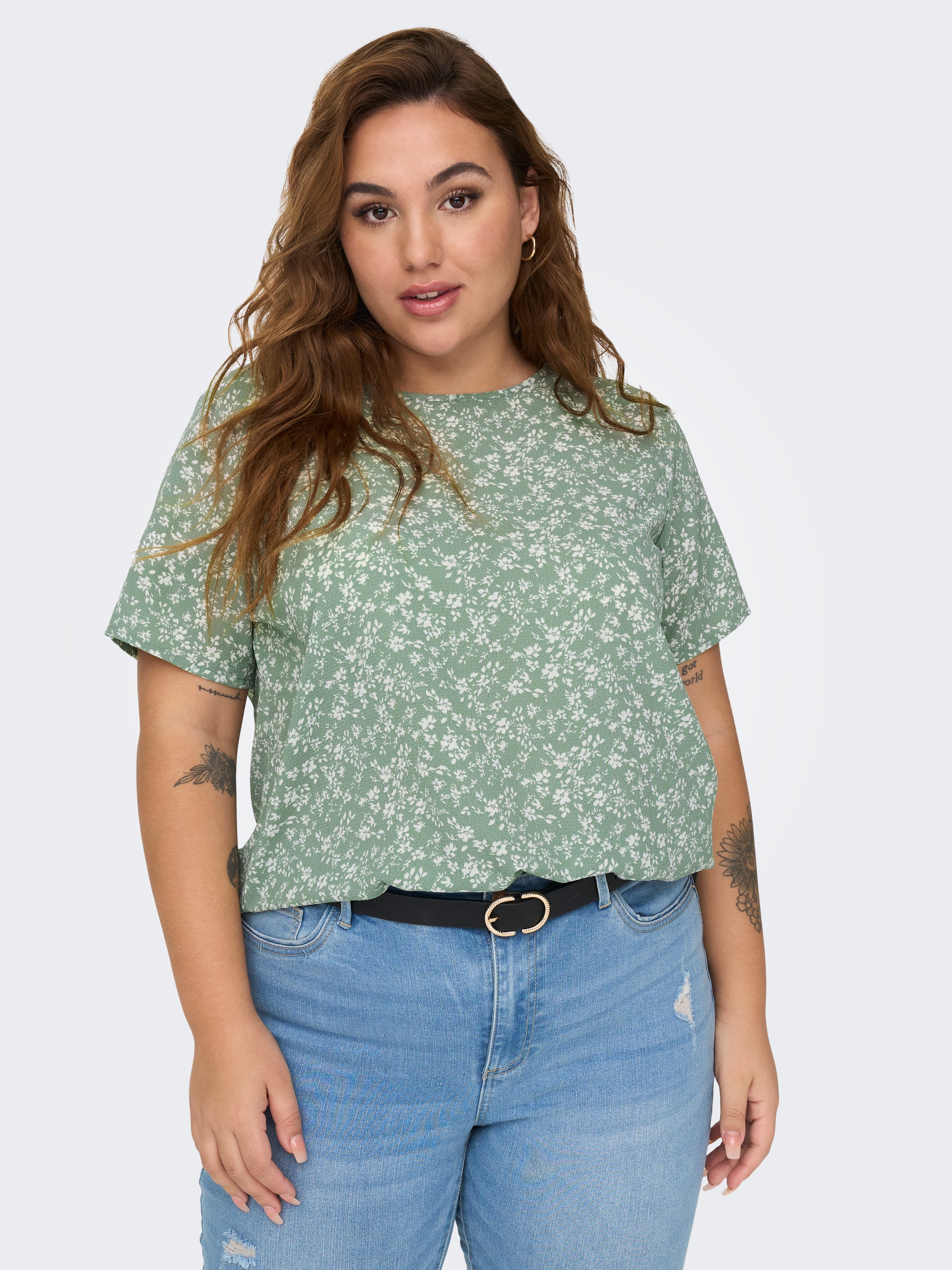 ONLY CARMAKOMA Shirtbluse »CARVICA SS TOP WVN NOOS« Materialmix, regular fit