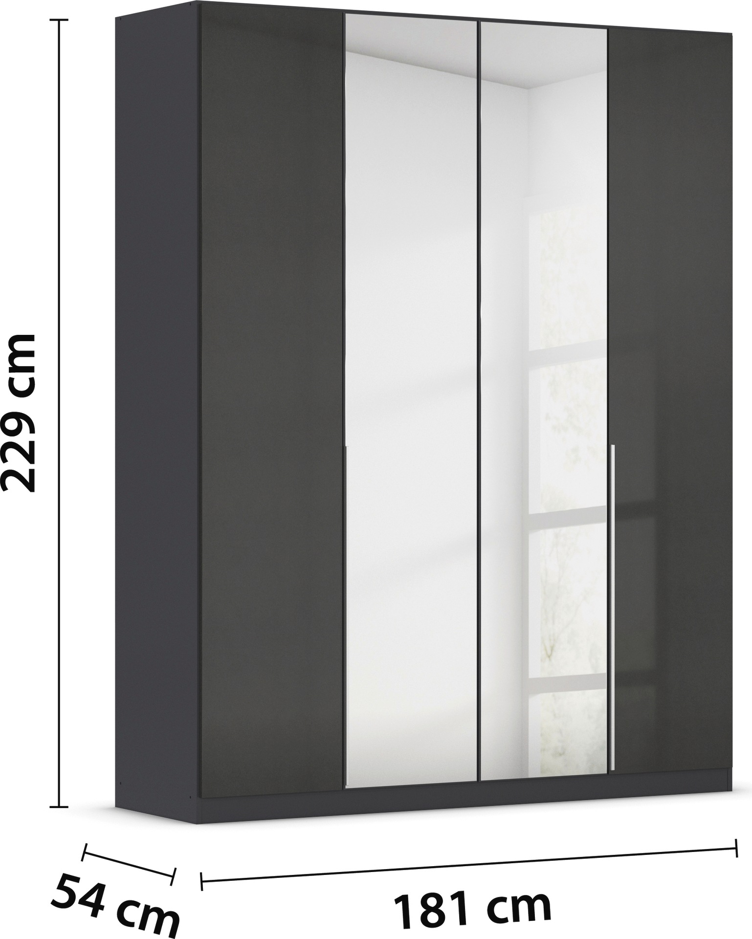 rauch Drehtürenschrank »Kleiderschrank Schrank Garderobe AGORDO mit Dekor- oder Hochglanzfront«, (in zwei Griff-Farben), durchdachte Innenausstattung, in 6 Breiten und 2 Höhen MADE IN GERMANY