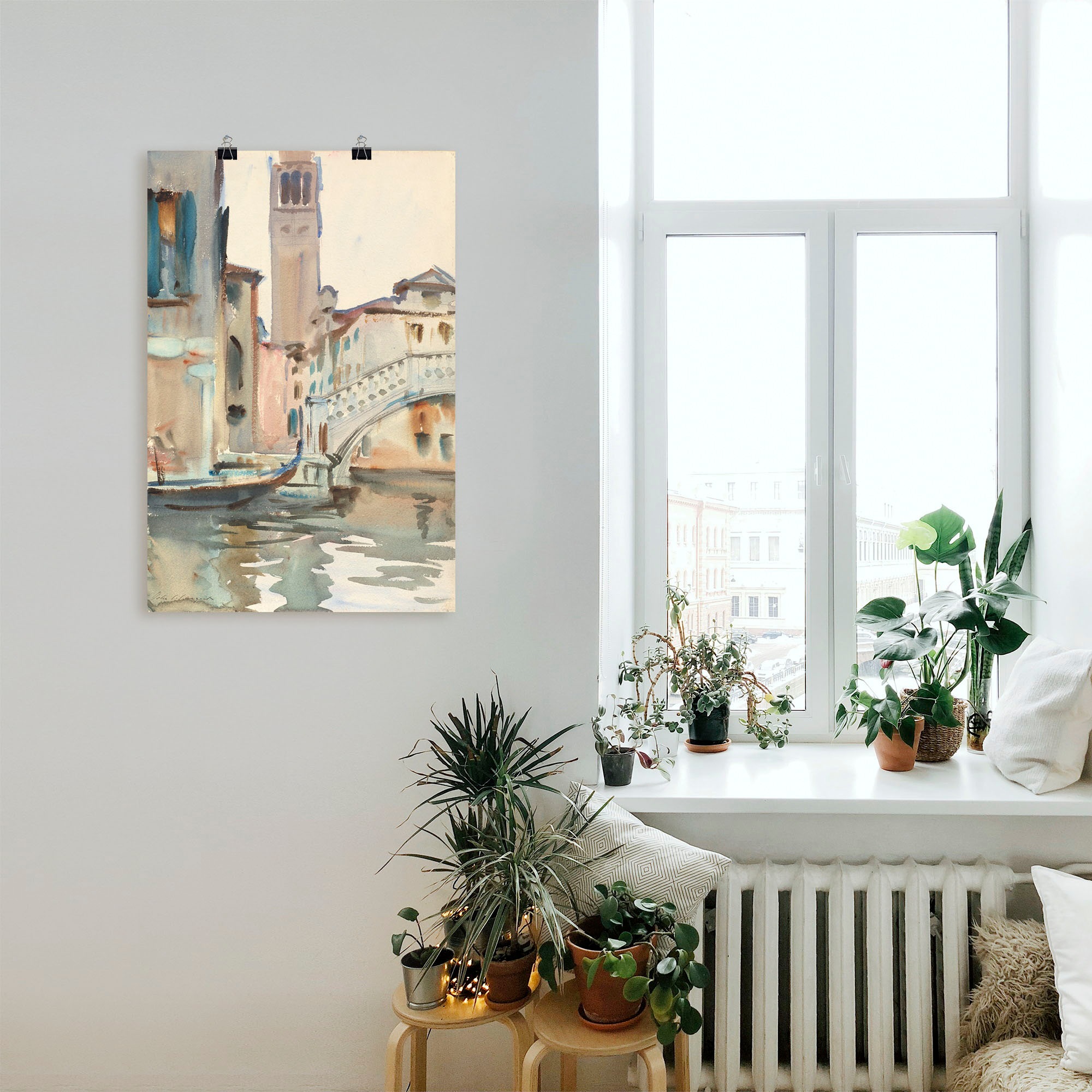 Artland Wandbild »Eine Brücke und Campanile, Venedig.«, Venedig, (1 St.), als Leinwandbild, Poster in verschied. Größen