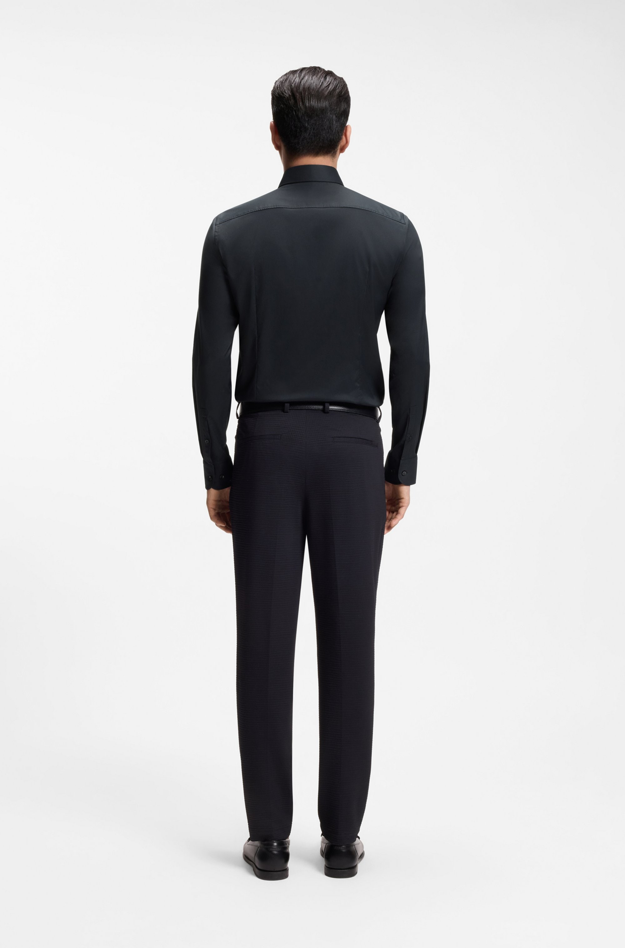 BOSS Businesshemd »HANK« Slim-Fit, aus funktionalem Stretch-Twill, Kentkragen