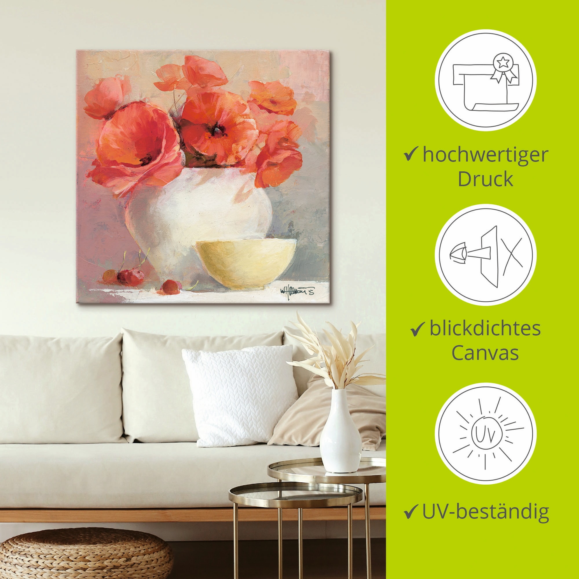 Artland Leinwandbild »Mohn III« Blumen 1 Stk. tlg. auf Holzrahmen gespannt