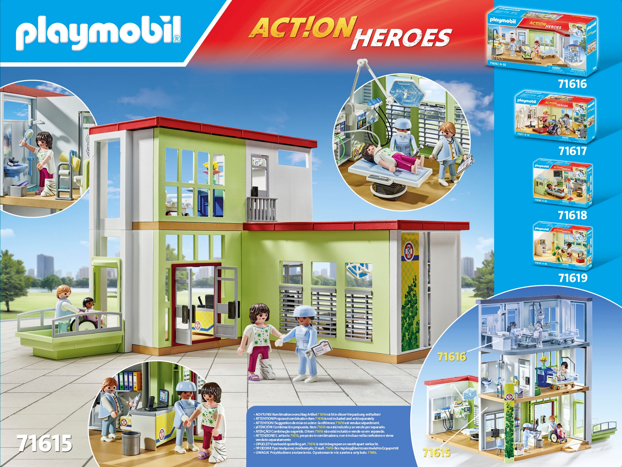 Playmobil® Konstruktions-Spielset »Modernes Krankenhaus (71615), Action Heroes«, (165 St.), Made in Europe