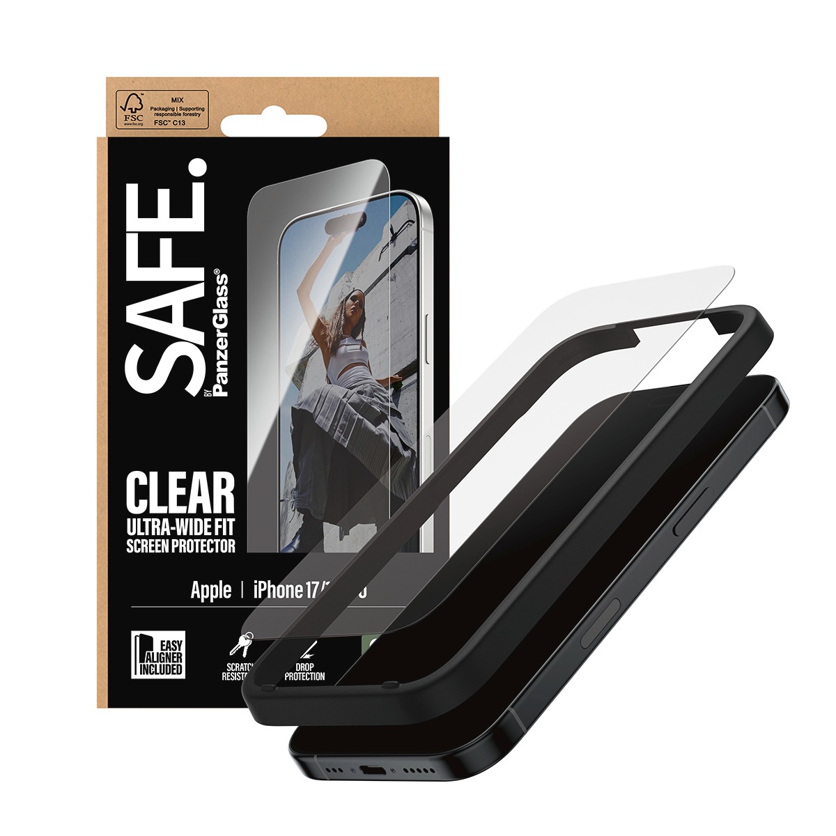 SAFE by PanzerGlass Displayschutzglas »Ultra-Wide Fit Screen Protector« für Apple iPhone 17;Apple iPhone 16 Pro Displayschutzfolie, Schutzfolie, Bildschirmschutz, kratz- & stoßfest