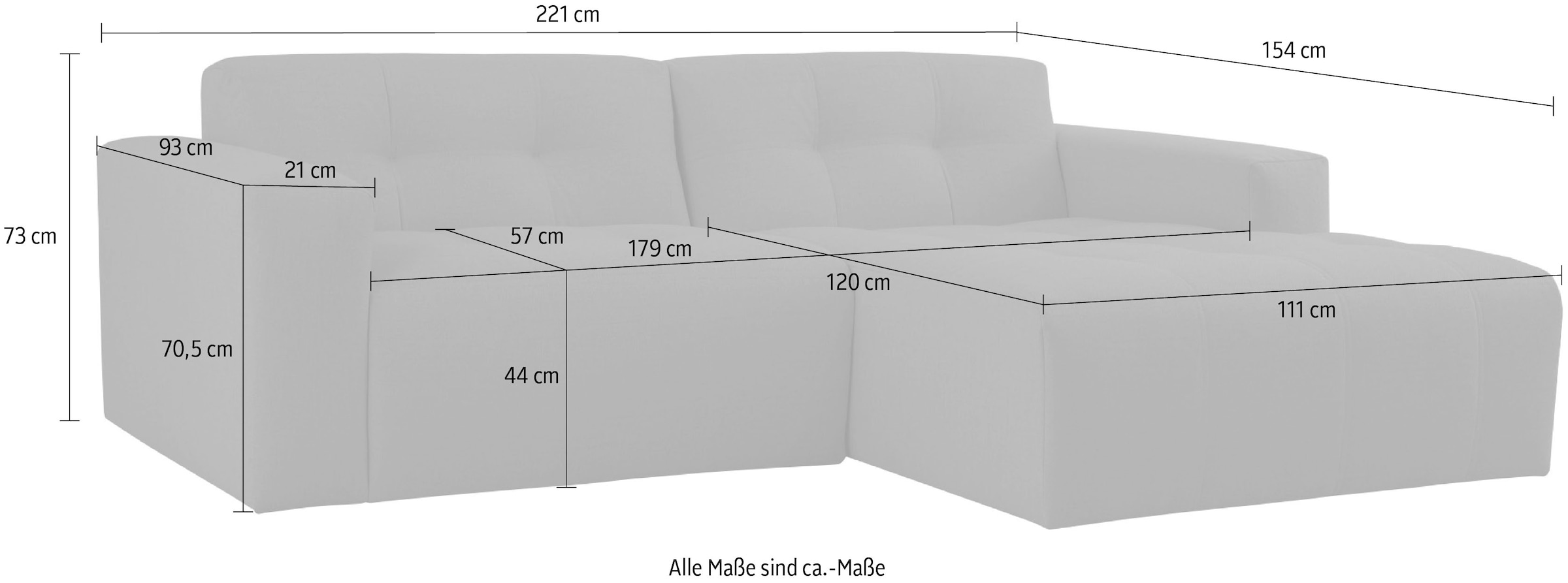 OTTO home Ecksofa »Tapley« Breite 221 cm,Boucle, Struktur fein, mit Knopfsteppung, bodentief