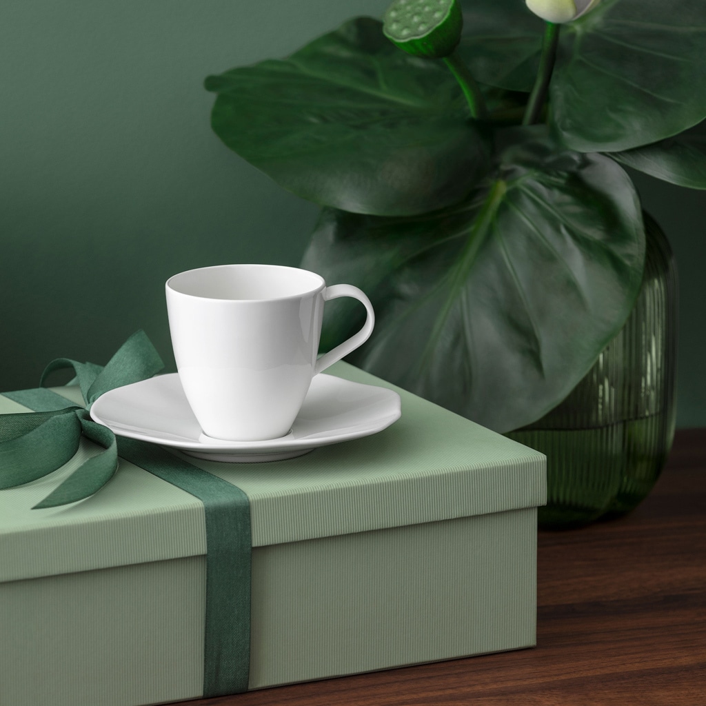 Villeroy & Boch Tasse »Kaffeetassen mit Untertassen Pura 150 ml 6er Set weiß« Spülmaschinenfest, Mikrowellensicher