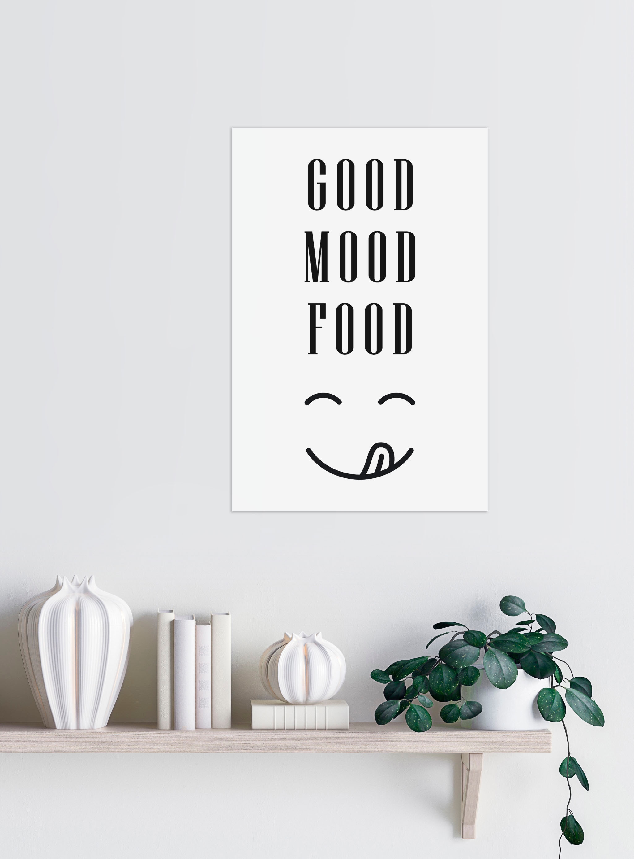 queence Wanddekoobjekt »GOOD MOOD bequem bestellen auf Schriftzug FOOD«, Stahlblech