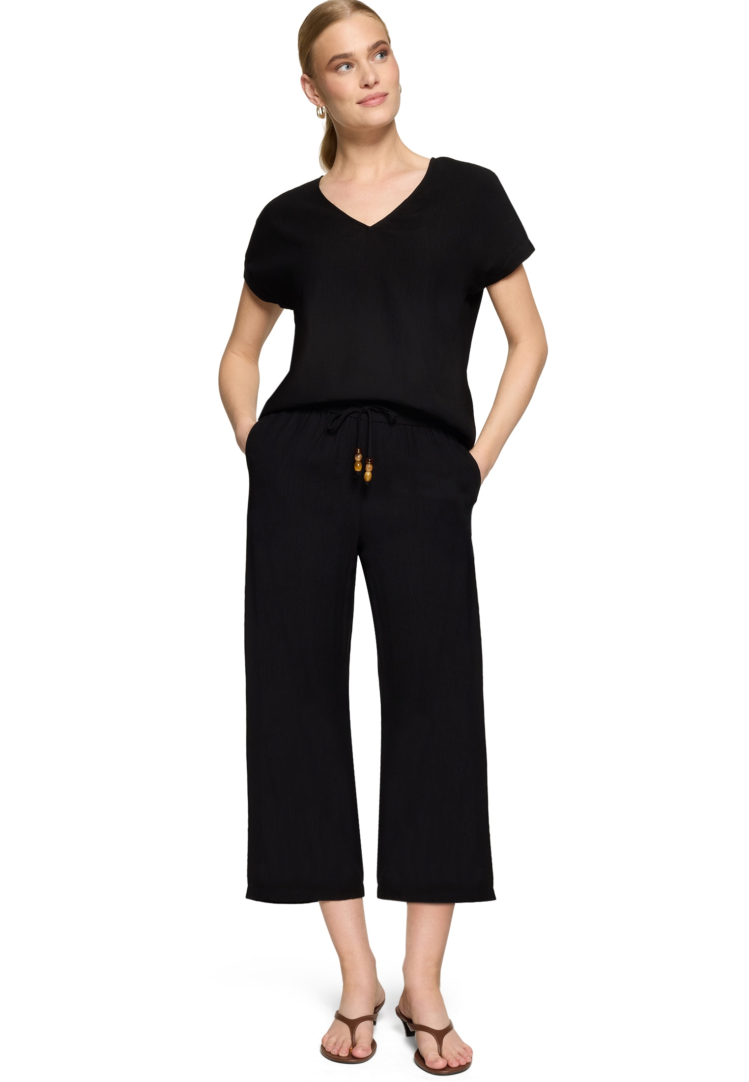 Zero Stoffhose »Hose mit Bindegürtel«