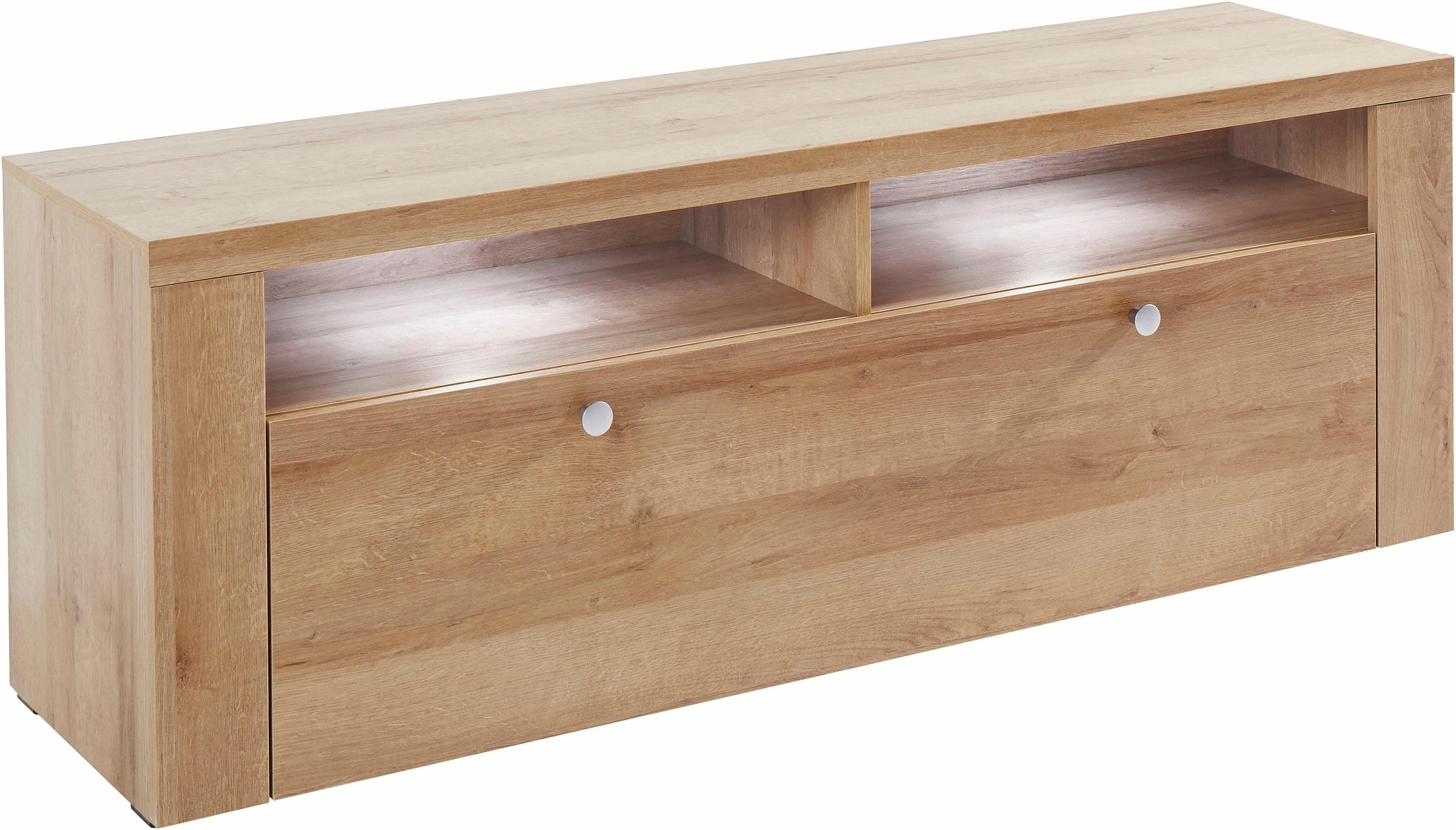 Home affaire Lowboard »Larona, zeitloses TV Board mit 1 Klappe und 2 offenen Fächern«, Breite 140 cm, Fernsehbank, viel Stauraum, dekorative Rahmenoptik
