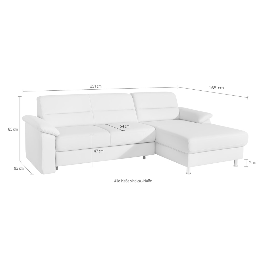 sit&more Ecksofa »Ascara«, inklusive Boxspring/Federkern-Polsterung, wahlweise mit Bettfunktion