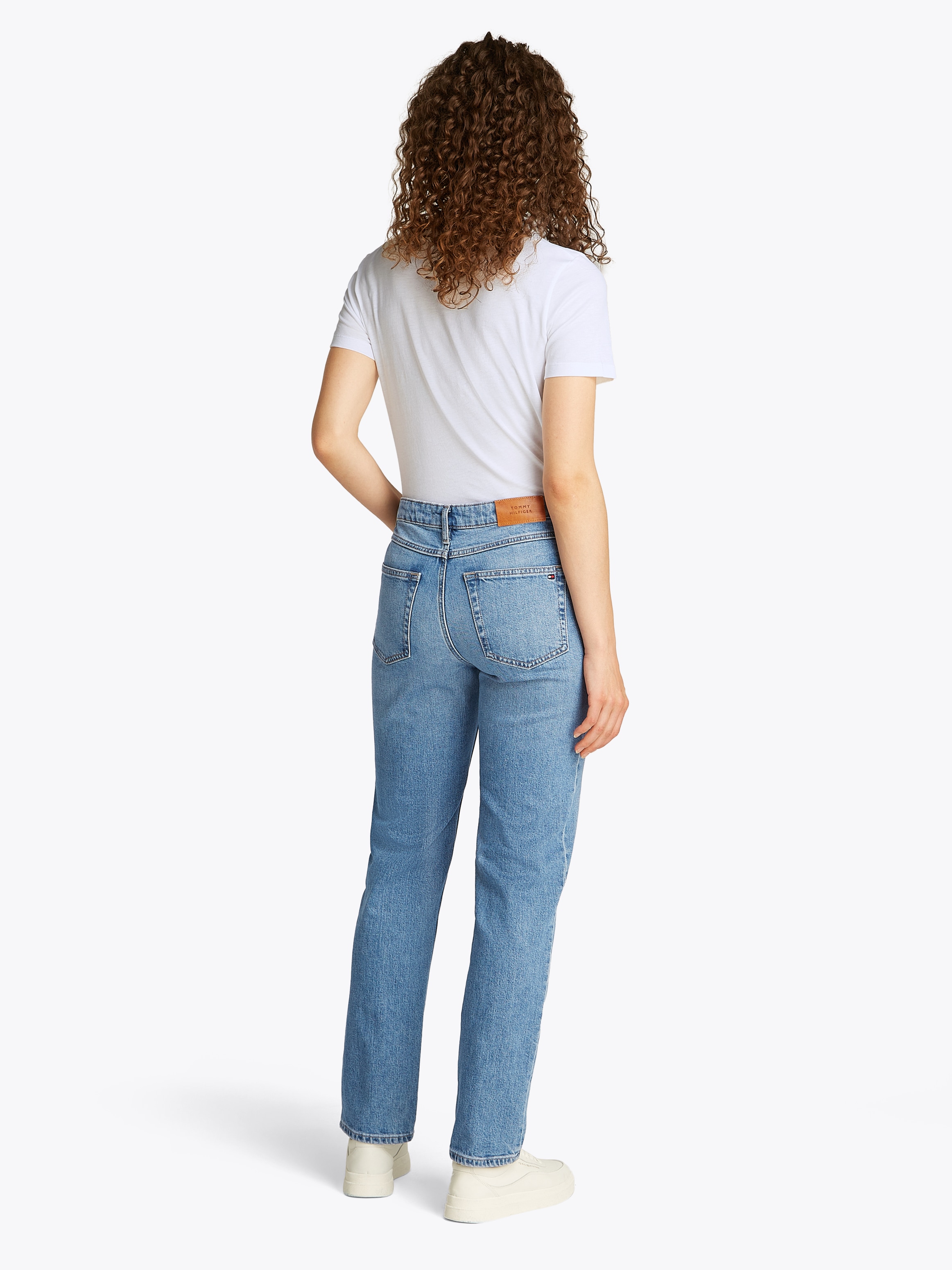 Tommy Hilfiger Straight-Jeans »CLASSIC STRAIGHT RW ECRU«, mit Logo-Badge, in Knöchellänge