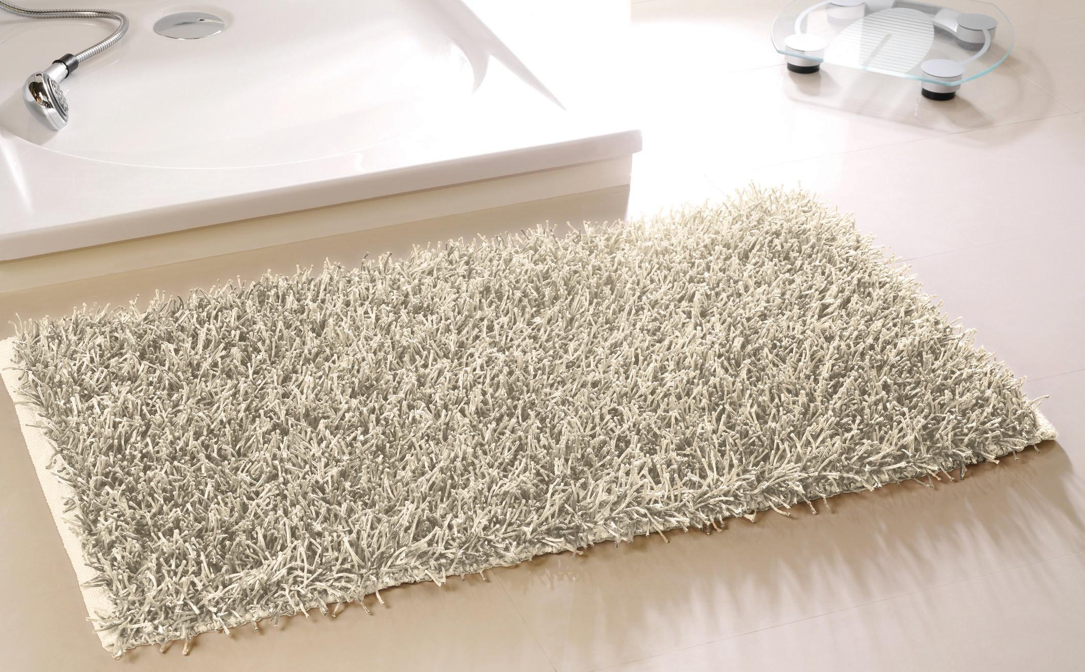 Gözze Badematte »Shaggy«, Höhe 50 mm, rutschhemmend beschichtet, fußbodenheizungsgeeignet, Badteppich, Hochflor, Uni Farben, waschbar