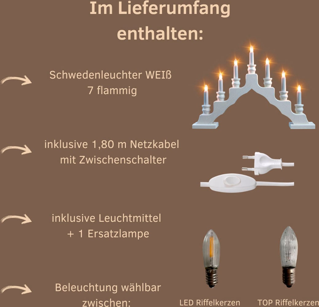 Weigla Lichterbogen »Schwede, Weihnachtsdeko, Made in Germany«, 7-flammig