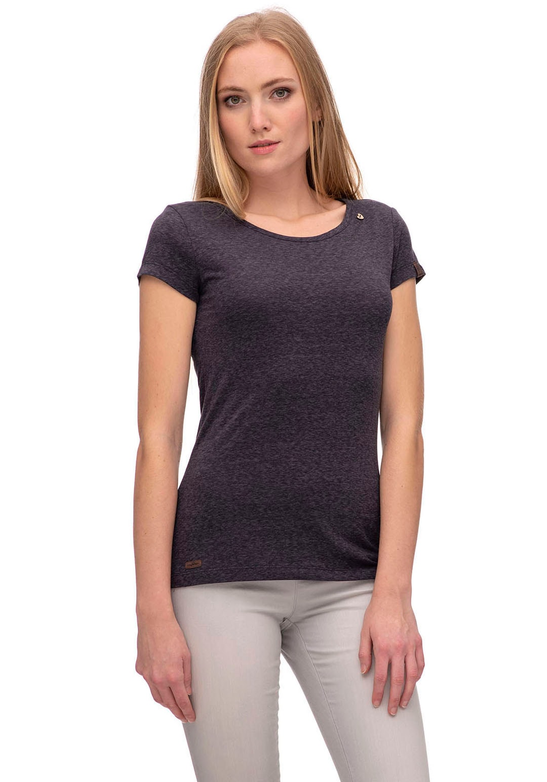 bei ♕ Rundhalsshirt »Shirt MINTT«, Melange Ragwear Optik T-Shirt in