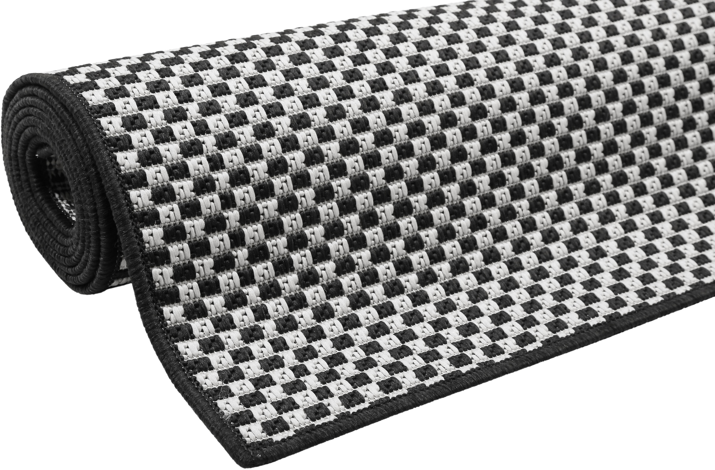 Esprit Outdoorteppich »Raccoon,  ESP-22557«, rechteckig, 4 mm Höhe, Läufer, wetterfest,schwarz weiß kariert, ideal für Balkon, Terrasse