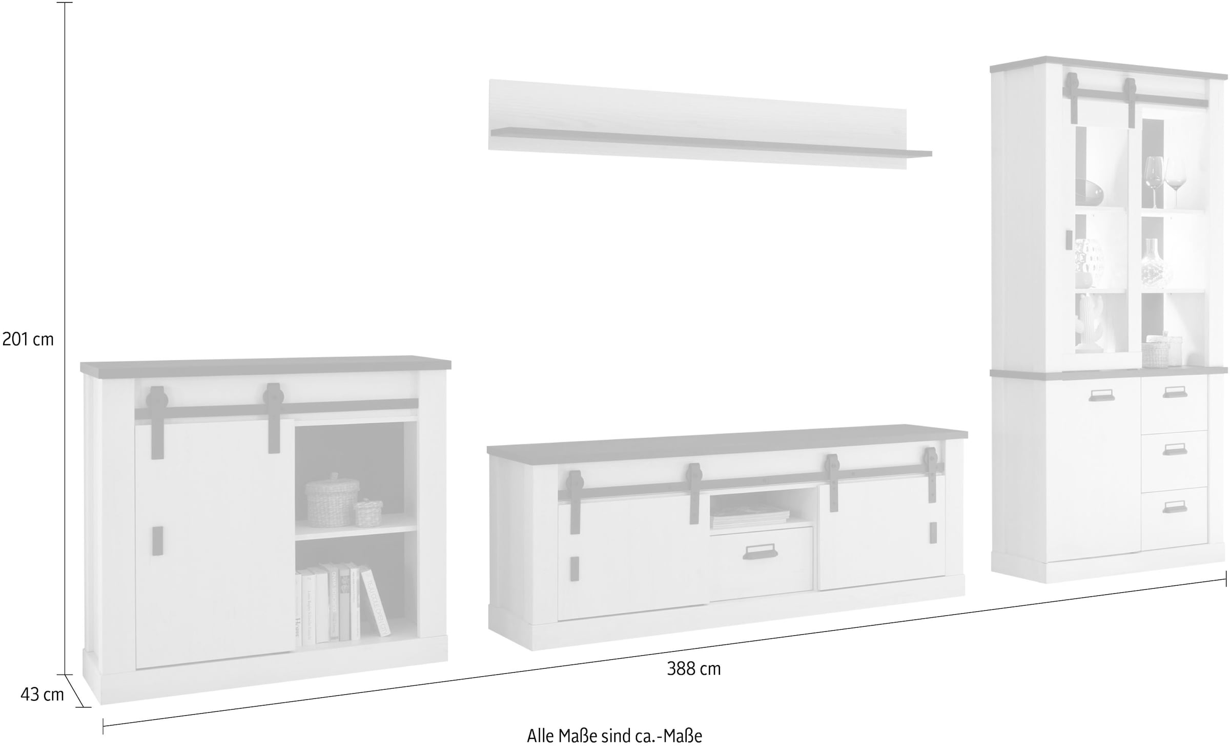 Home affaire Wohnwand »SHERWOOD« 4 Stk. tlg.
