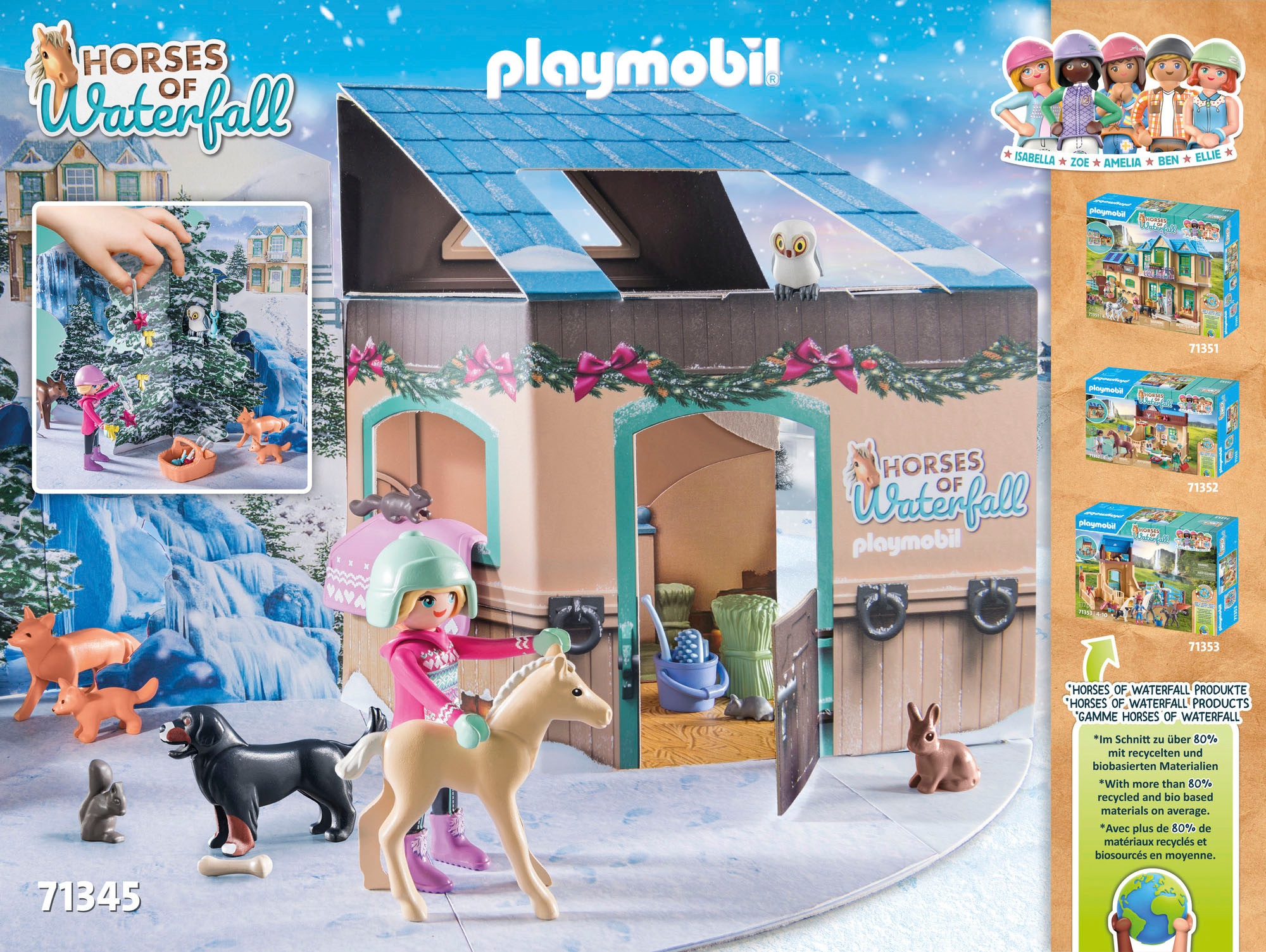 Playmobil® Spielzeug-Adventskalender »Spielbausteine, Pferde: Schlittenfahrt (71345)«, ab 4 Jahren, Horses of Waterfall; teilweise aus recyceltem Material