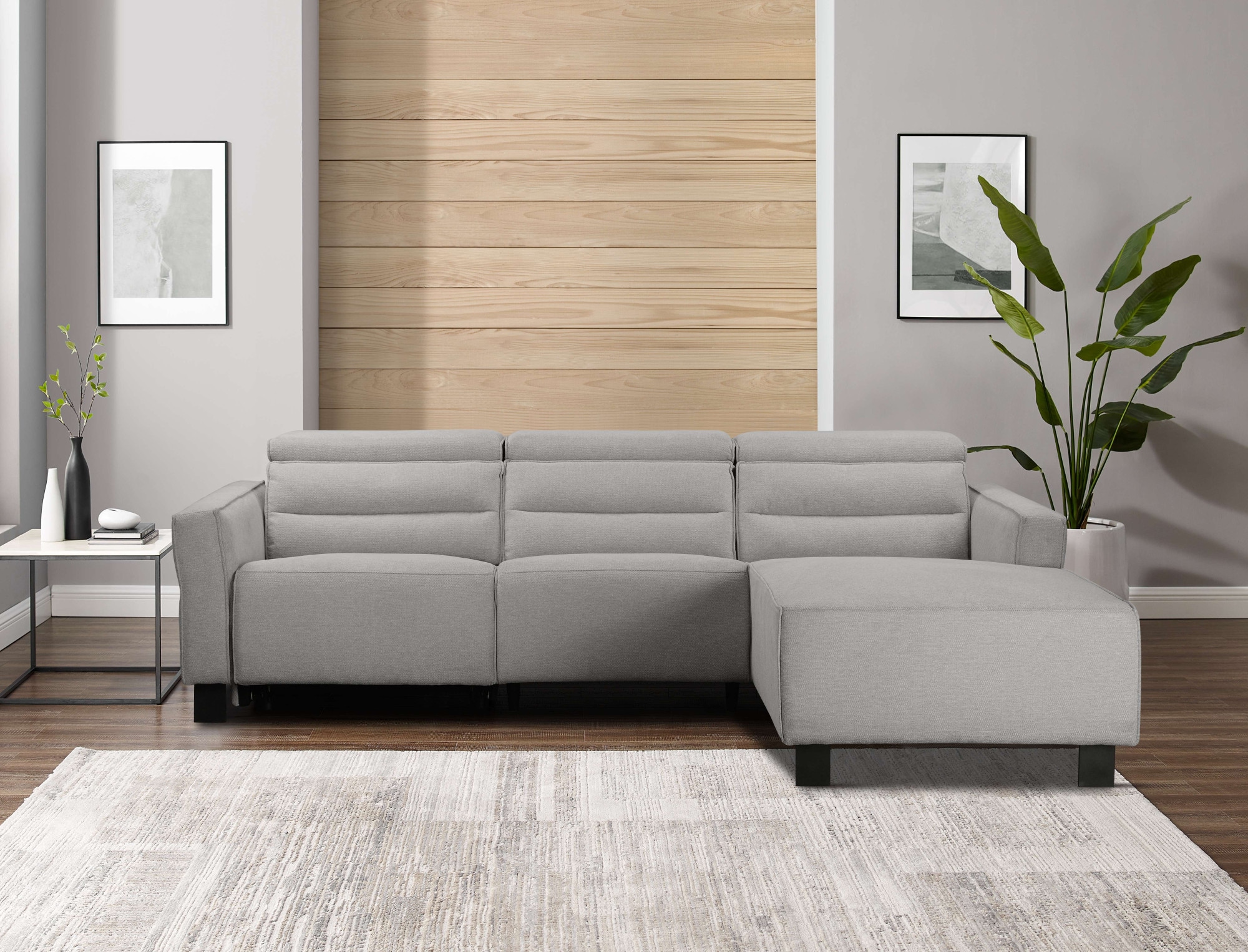 OTTO home Ecksofa »CARPARI Webstoff,L-Form,224 cm, man./elektr. Relaxfunktion« (USB A/C), sowie Kopfteilverstellung