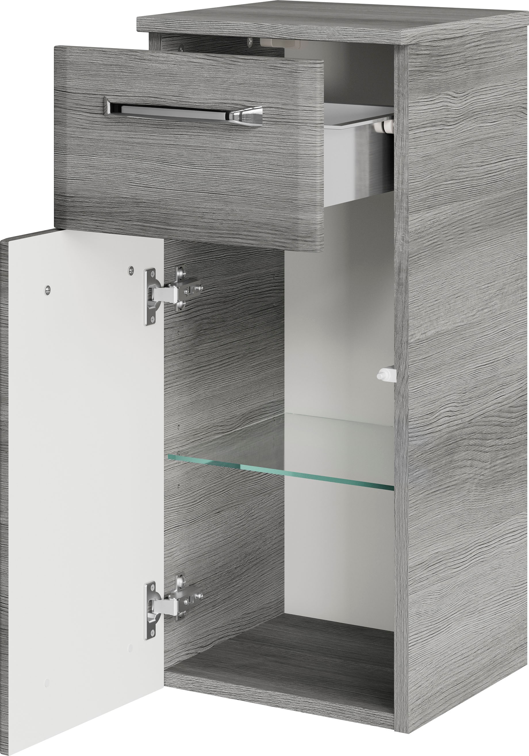 Saphir Badmöbel-Set »Quickset 328 5-teilig, Waschbeckenunterschrank mit LED-Spiegelschrank«, (5 St.), Badezimmer Set inkl. Türdämpfer, Badschrank, ohne Waschbecken, 8 Türen