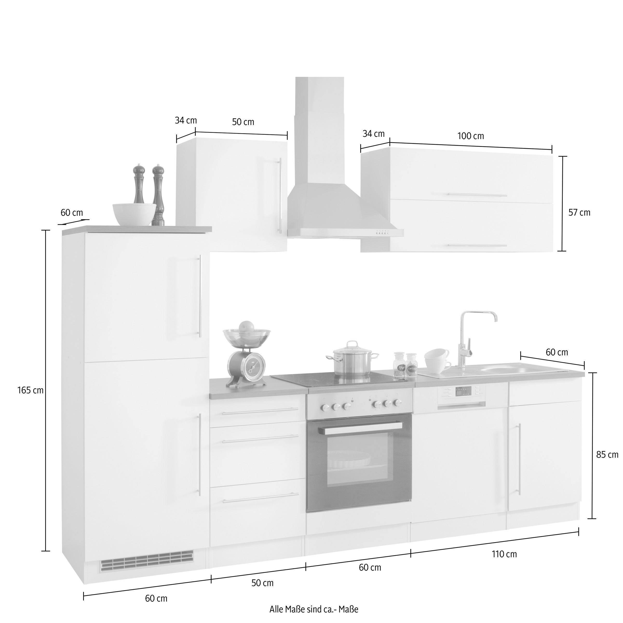 HELD MÖBEL Küchenzeile Breite cm 280 kaufen auf »Samos«, Raten mit E-Geräten