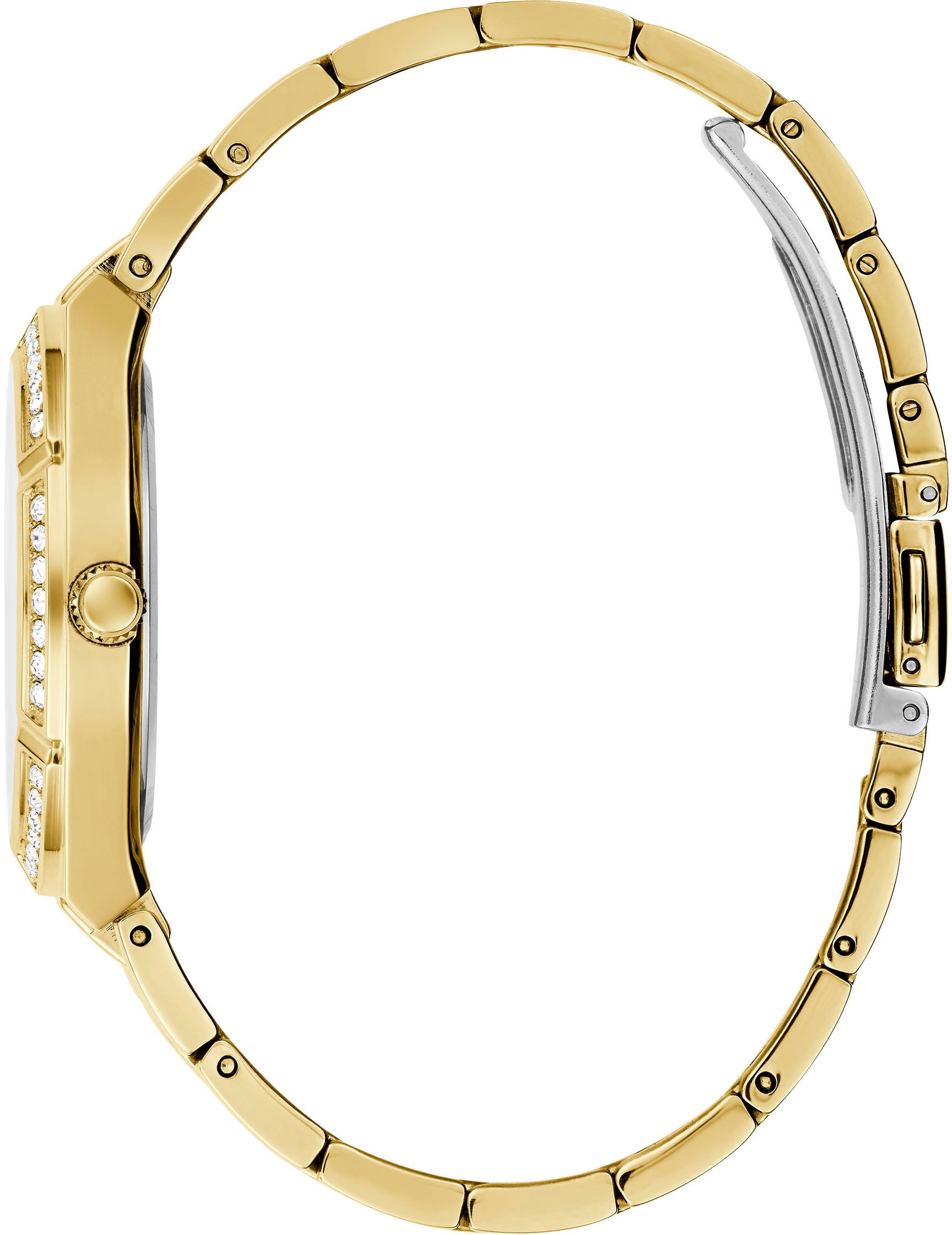 Guess Quarzuhr »COSMO«, Armbanduhr, Damenuhr, analog, Kristallsteine, Edelstahlarmband