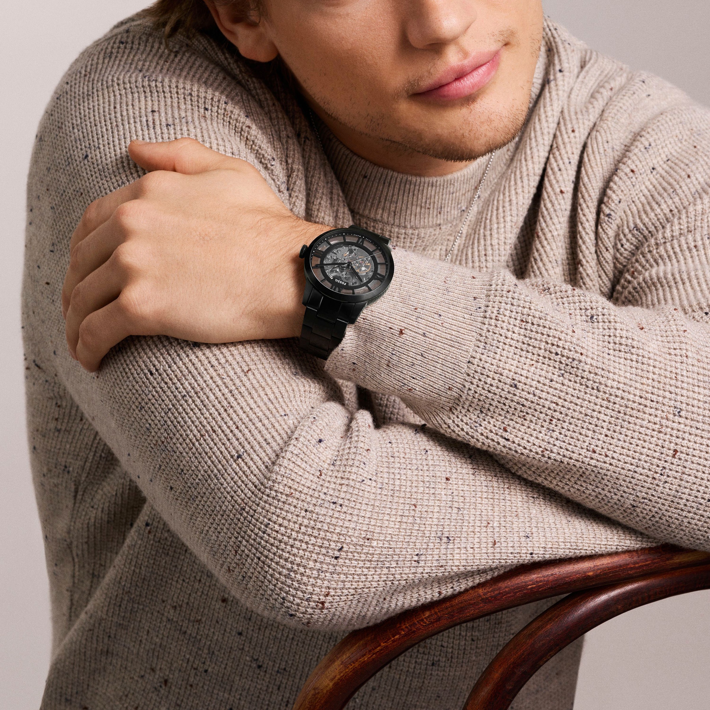 Fossil Automatikuhr »TOWNSMAN«, Armbanduhr, Herrenuhr, Mechanische Uhr, Edelstahlarmband, analog