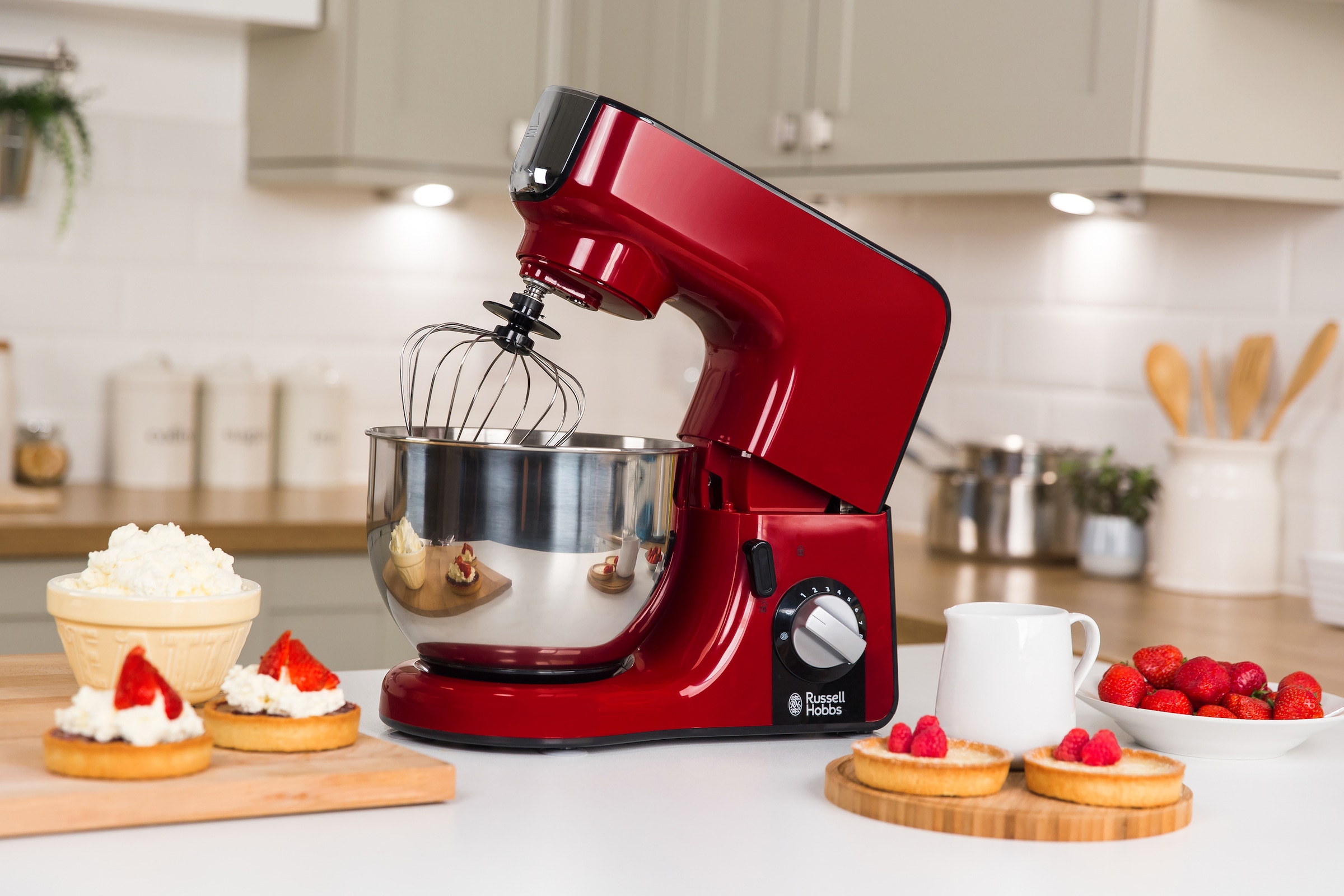RUSSELL HOBBS Küchenmaschine »23480-56 Multi Desire Rot«, Knetmaschine, Standmixer/Zerkleinerer, 3 Rührwerkzeuge