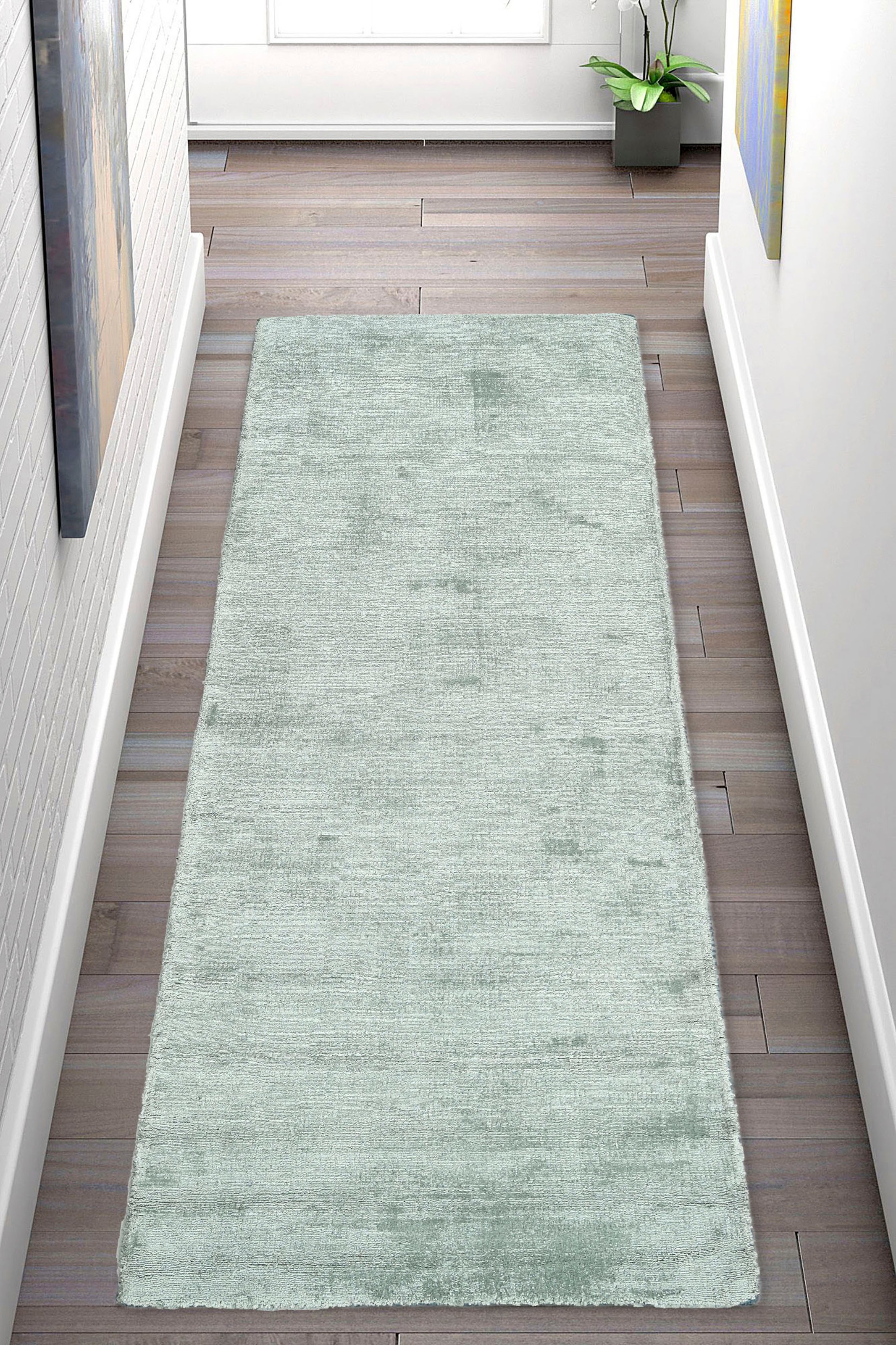 my home Läufer »Shirley, handgewebter Viskose-Teppich, farblich changierend«, rechteckig, 12 mm Höhe, Läufer, Brücke, Handweb Teppich, Wohnzimmer, Flur