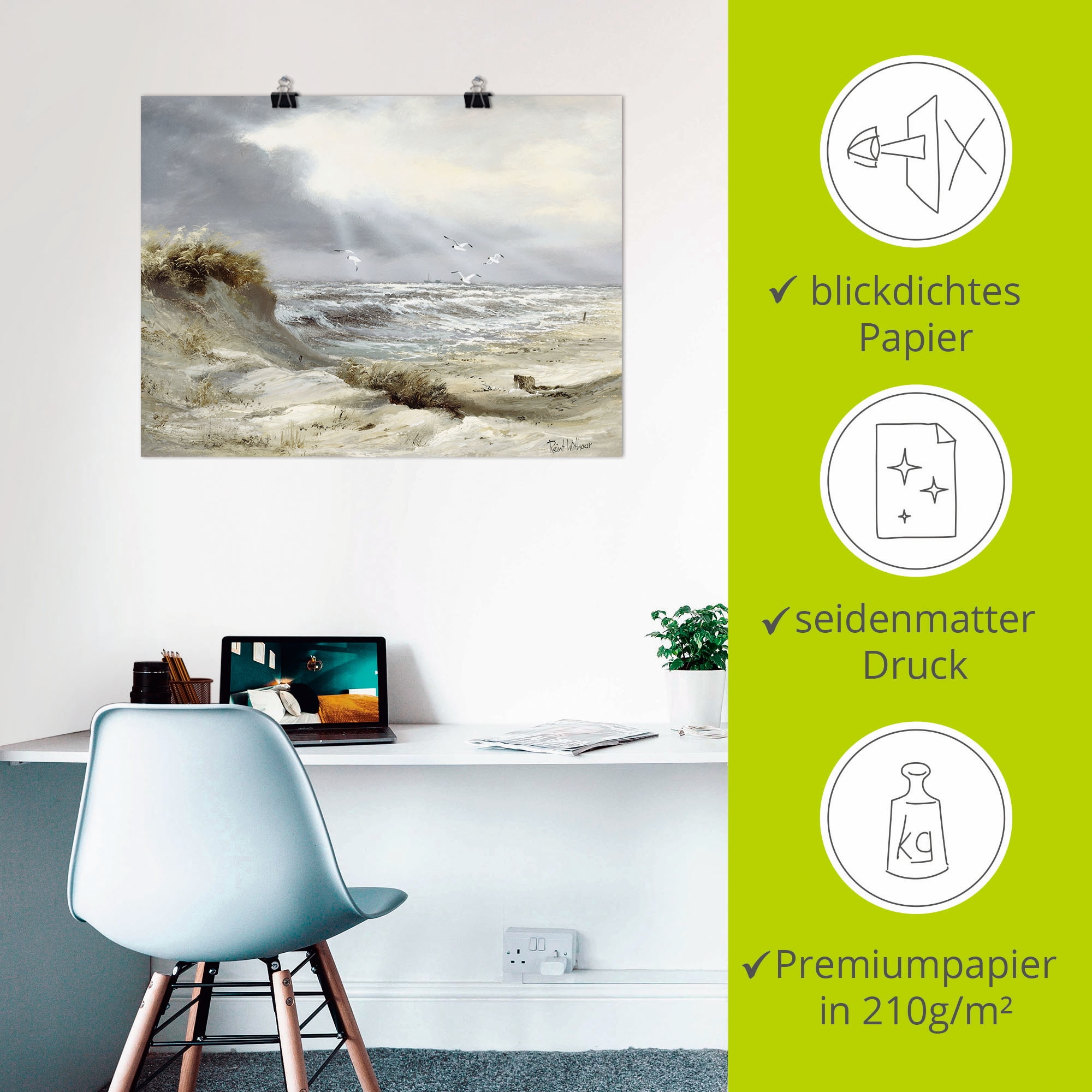 Artland Wandbild »Dünen an der stürmischen See« Küste 1 Stk. tlg. als Leinwandbild, Poster in verschied. Größen