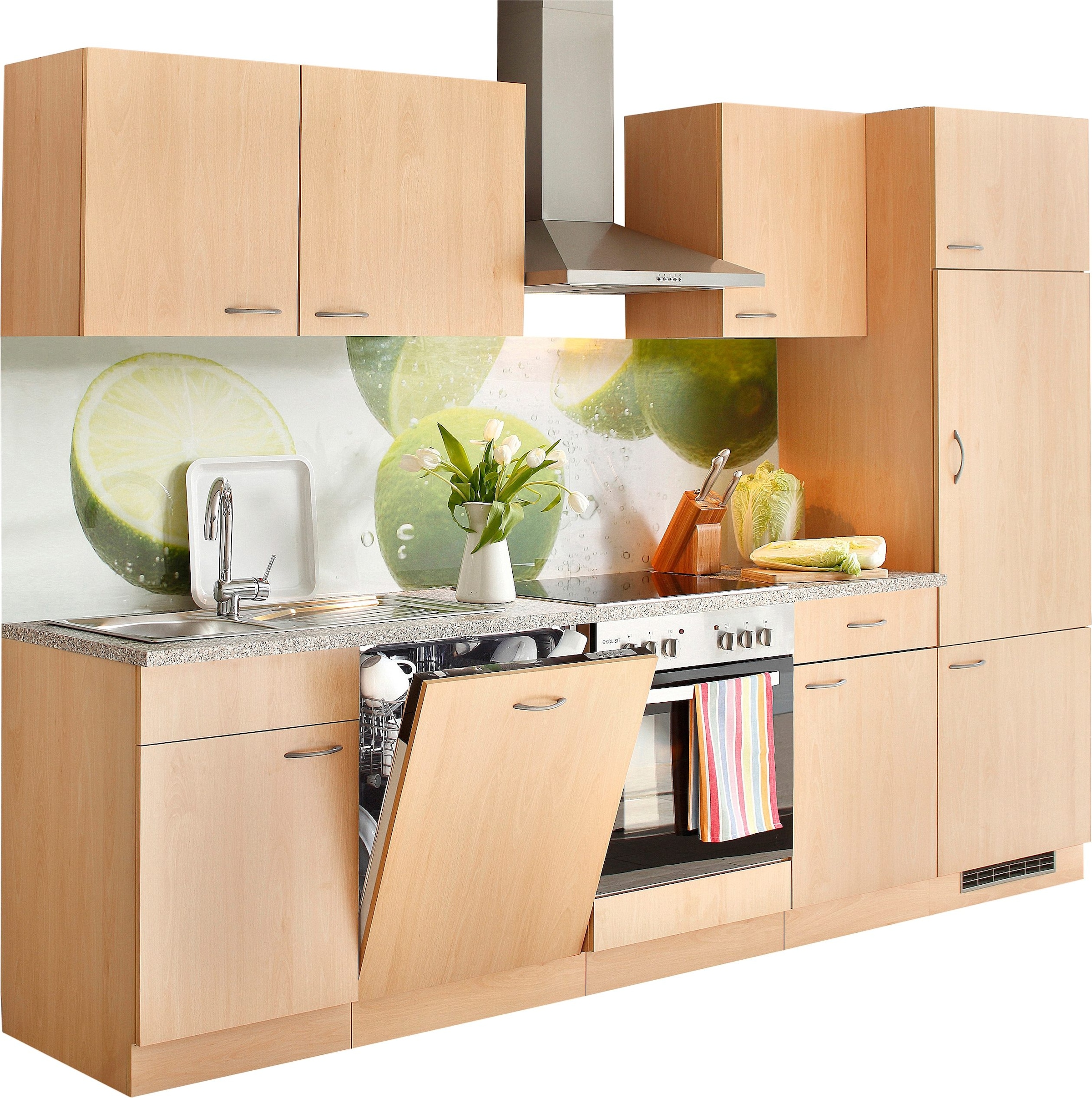 Küchenzeile »Kiel«, mit E-Geräten, inkl. Geschirrspüler, Breite 280 cm