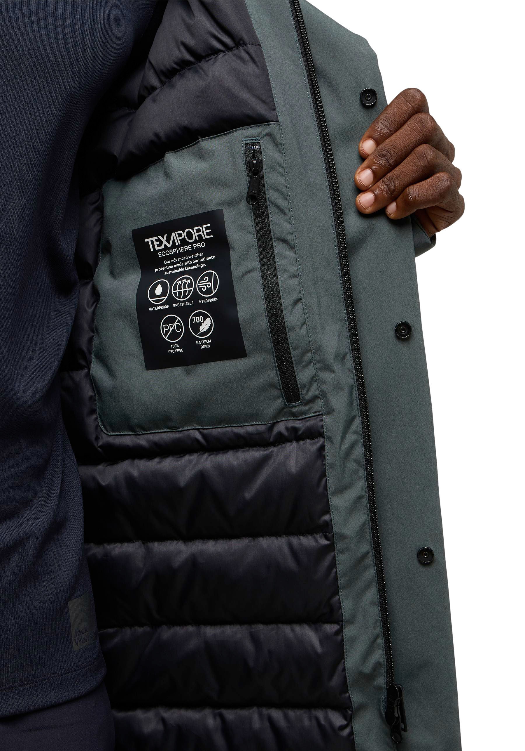 Jack Wolfskin Daunenmantel »BRANDENBURGER«, Wärmend, winddicht, Daunenjacke