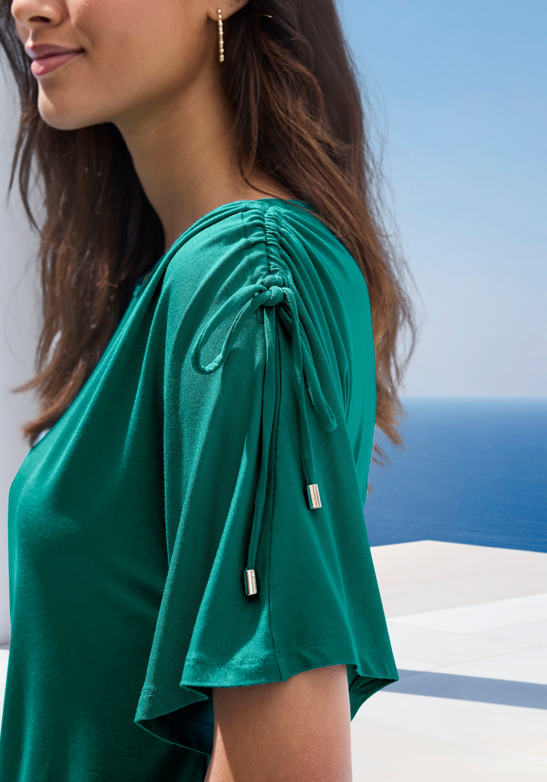 LASCANA Rundhalsshirt »mit variabler Ärmellänge« aus Viskose-Stretch