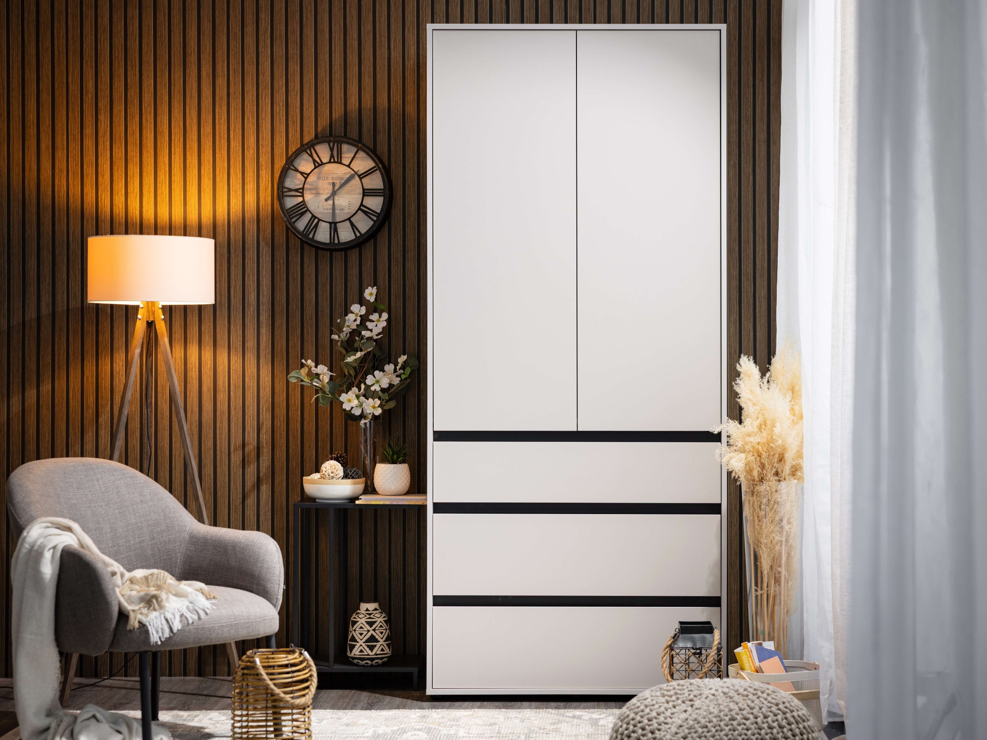Home affaire Kleiderschrank »Corbet Schlafzimmerschrank, Drehtürenschrank,  Wäscheschrank« 93 cm breit, 3x Schubladen, Kleiderstange, ABS schutzkanten