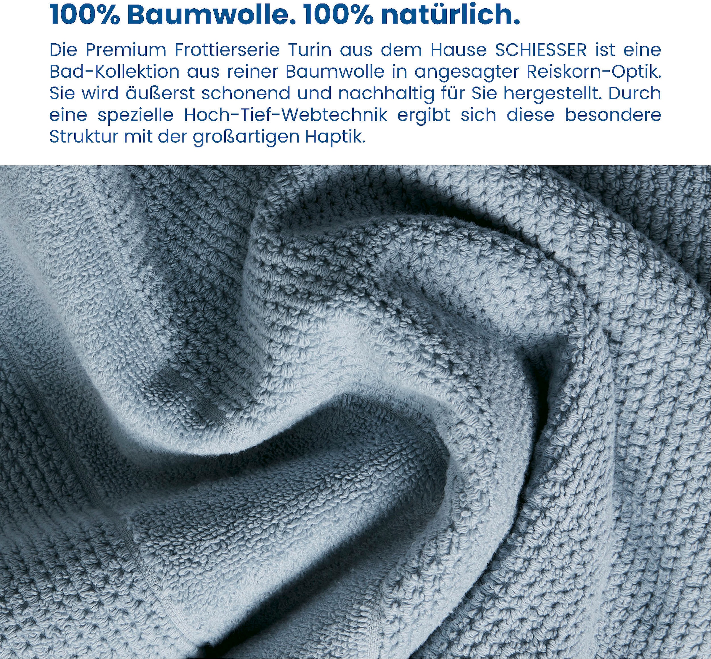 Schiesser Handtücher »Turin im OEKO-TEX®-zertifiziert Set IN Reiskorn-Optik, by 4er (4 Baumwolle«, MADE aus St.), GREEN 100