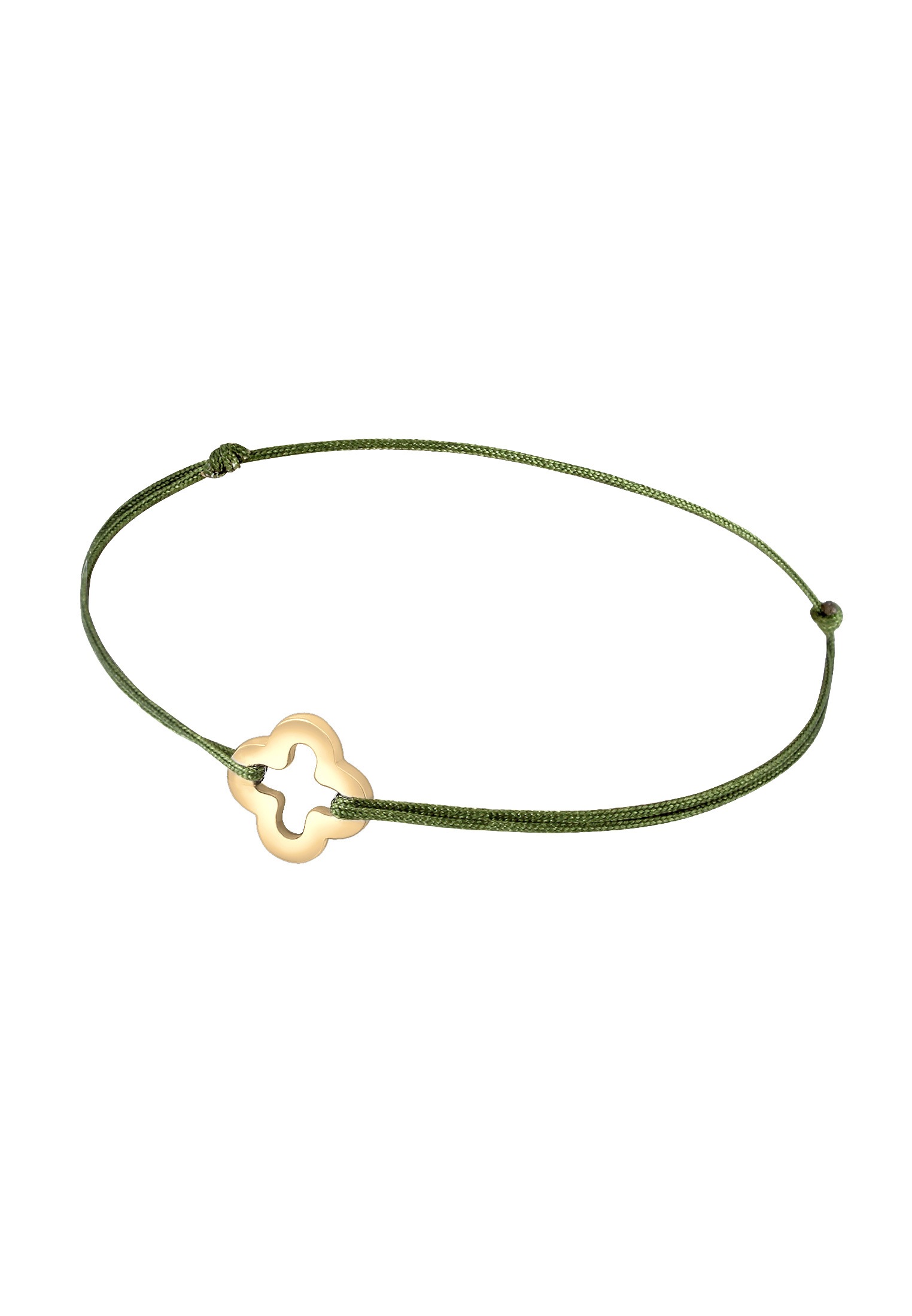 Elli Armkette »Armband Kleeblatt Nylon Bändchen 925er Silber vergoldet«