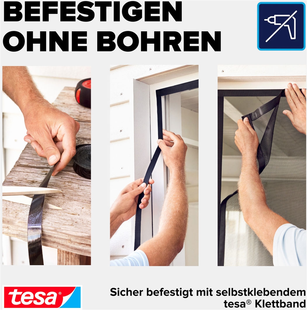 tesa Insektenschutz-Vorhang »Magnetvorhang - selbstschließend - Insektenschutzvorhang« Packung, Magnetvorhang, selbstklebendes Klettband, 1 Stk. tlg. INSECT STOP zur einfachen Montage ohne Bohren - 2,1 m x 0,9 m