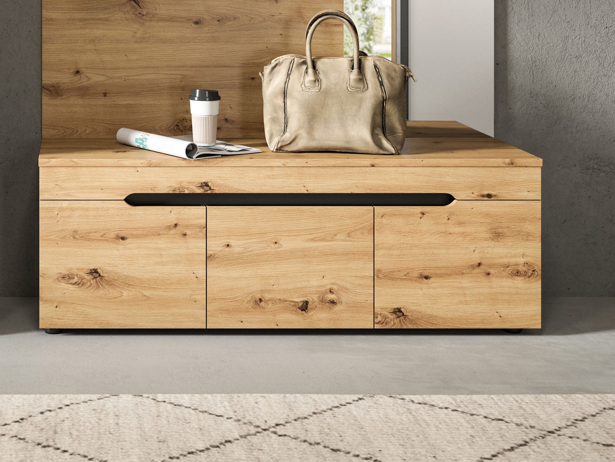 Home affaire Sitzbank »REHAT, TOPSELLER!, Breite 120cm, 3 Türen, 4 Fächer« Platz für ca. 10 Schuhpaare,  Garderobenbank, Flurbank, Dielenbank, Bank mit Stauraum, Bank