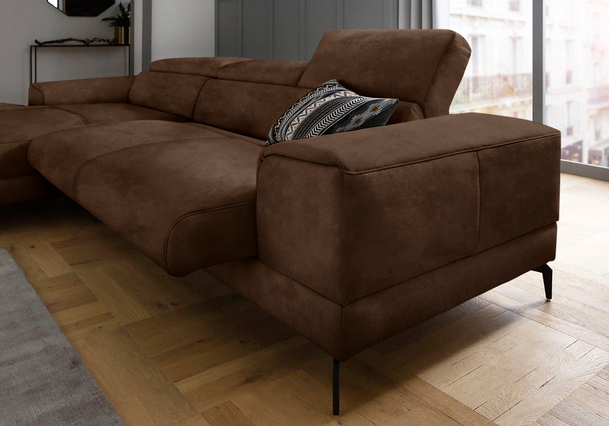 W.SCHILLIG Ecksofa »piedroo, Designsofa mit tollem Sitzkomfort, L-Form«, Kopfteilverstellung, wahlweise mit Sitztiefenverstellung, Breite 303cm